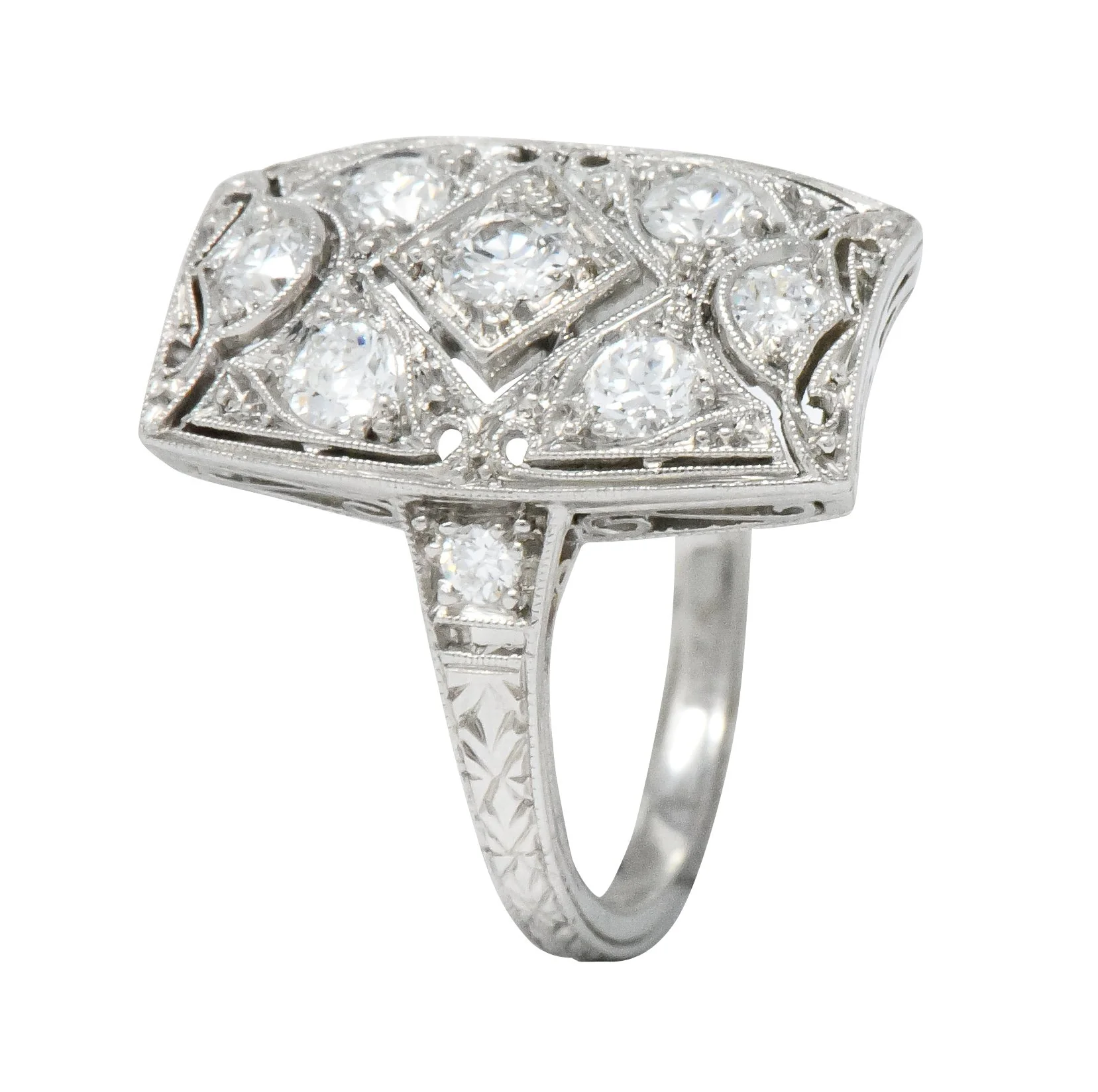 Tiffany & Co. Art Deco 0.40 CTW Diamond Platinum Dinner Ring - Image 9