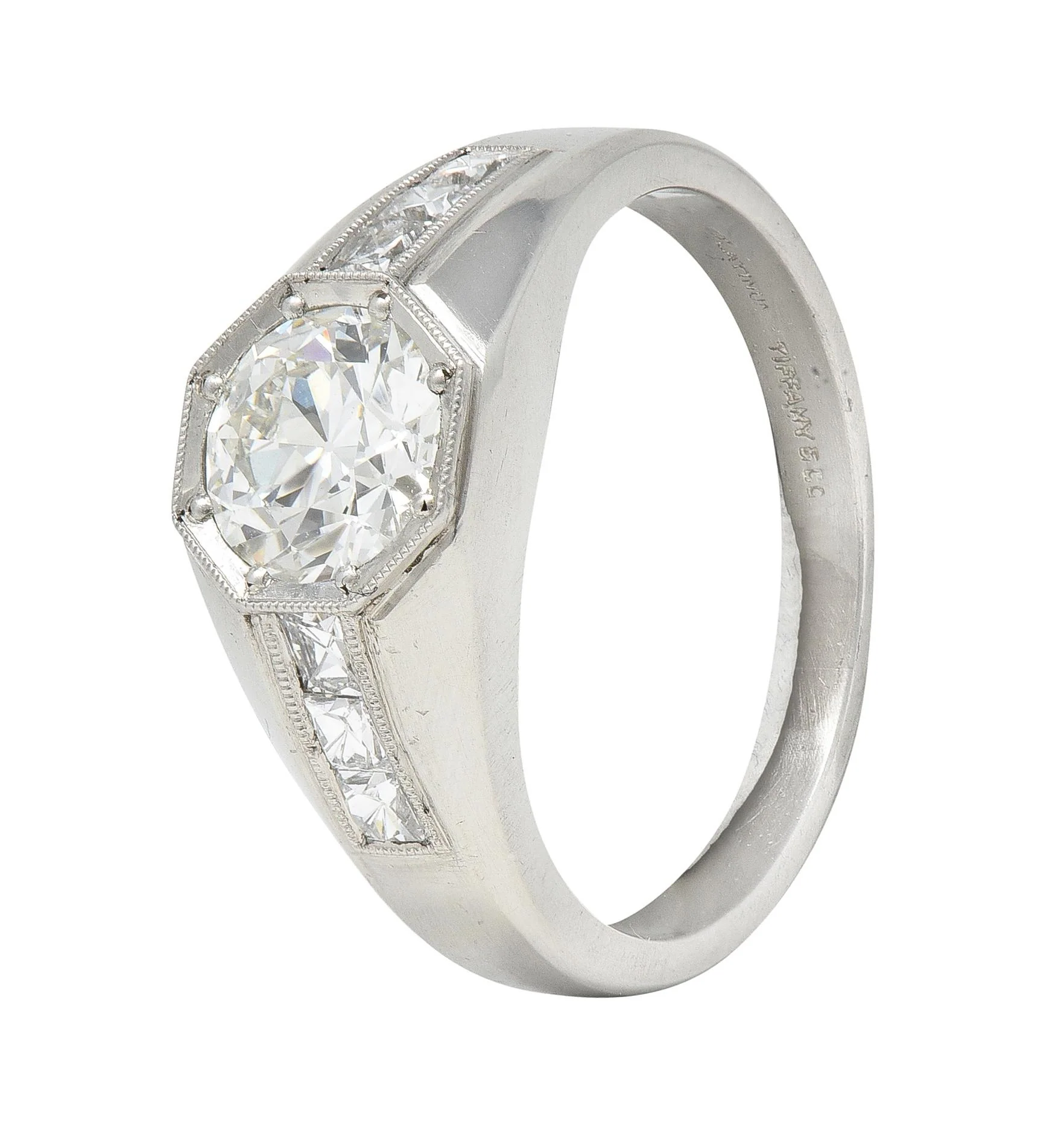 Tiffany & Co. Art Deco 1.20 CTW Old European French Cut Diamond Platinum Vintage Alternative Engagement Ring - Image 3