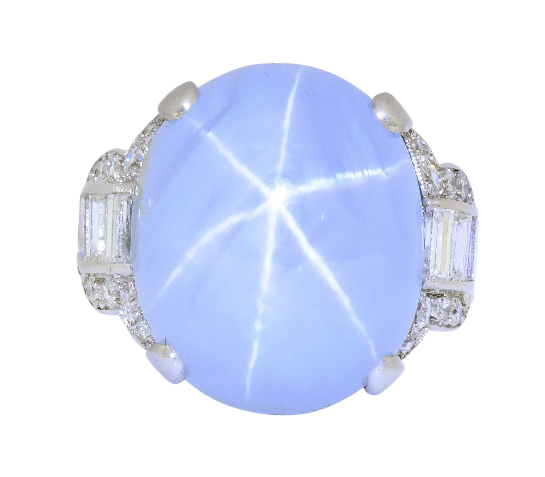 Tiffany & Co. Art Deco 21.00 CTW Star Sapphire Diamond Platinum Cocktail Ring - Image 2