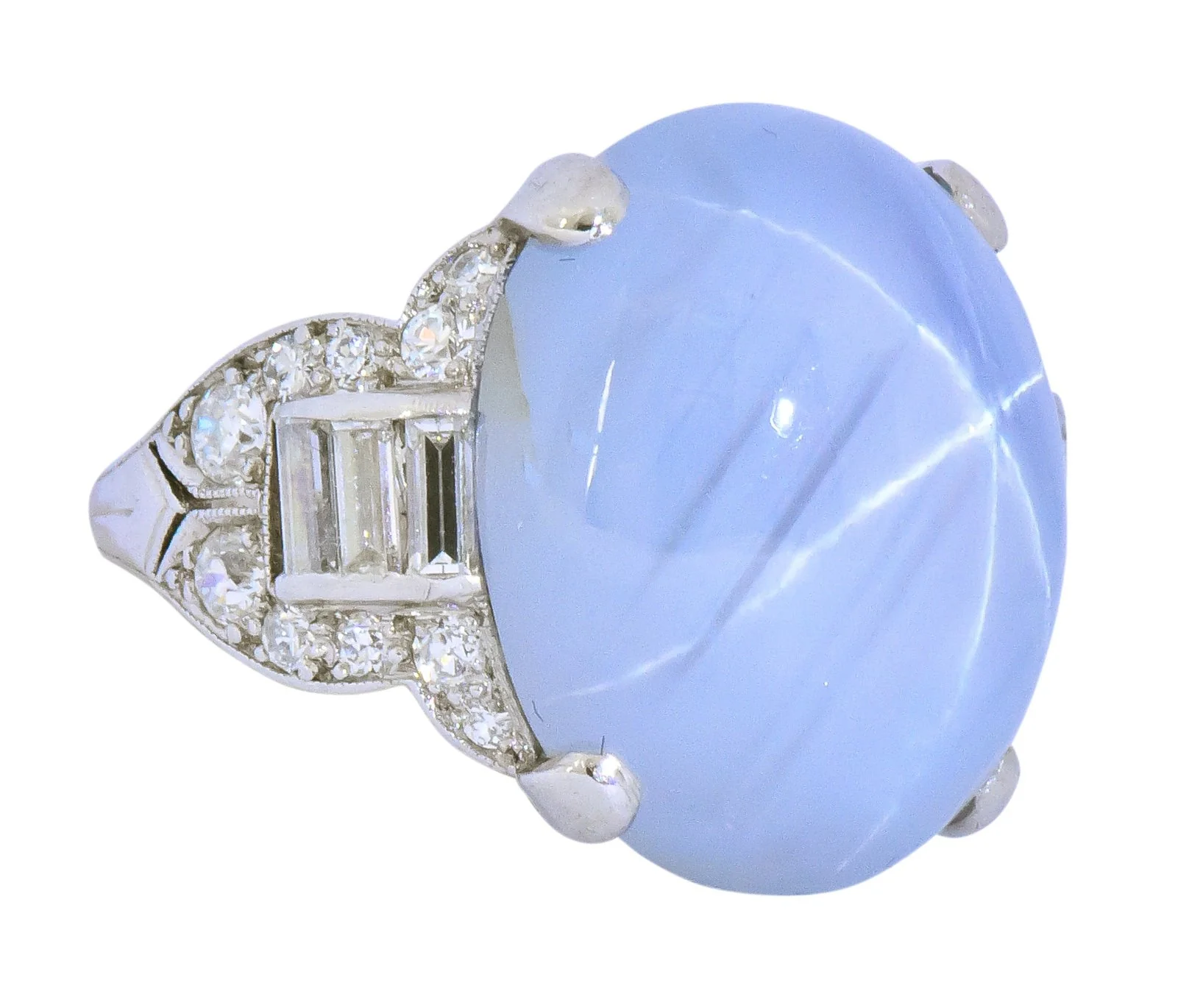 Tiffany & Co. Art Deco 21.00 CTW Star Sapphire Diamond Platinum Cocktail Ring - Image 3