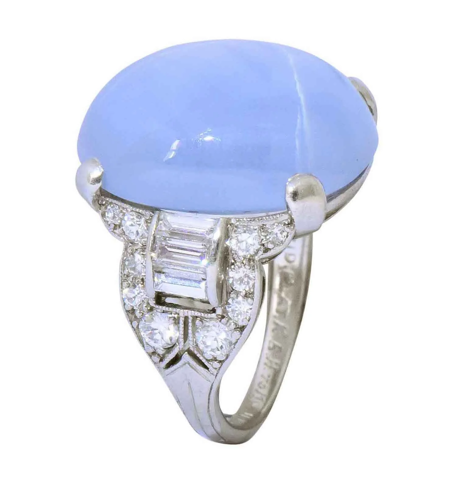 Tiffany & Co. Art Deco 21.00 CTW Star Sapphire Diamond Platinum Cocktail Ring - Image 8