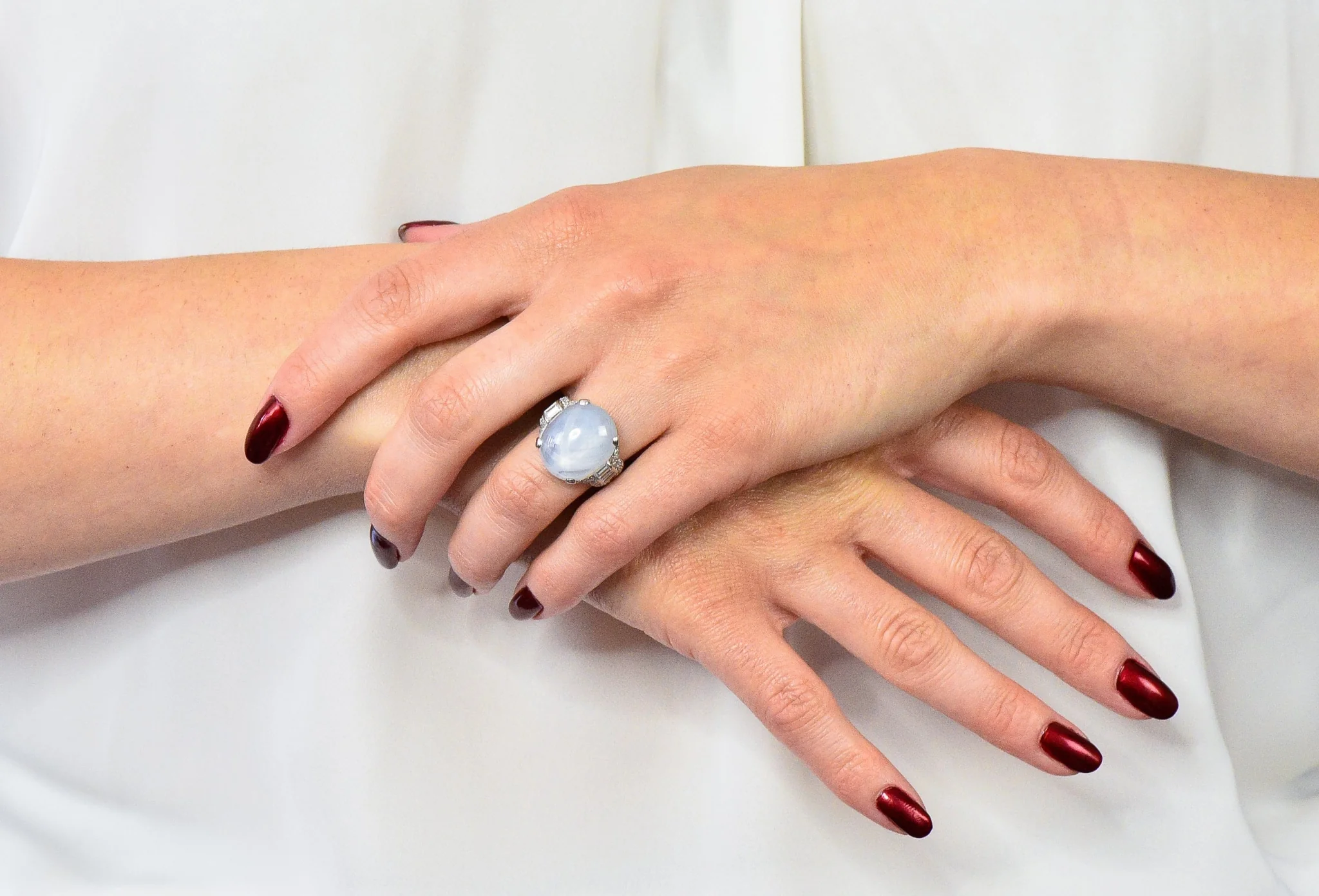 Tiffany & Co. Art Deco 21.00 CTW Star Sapphire Diamond Platinum Cocktail Ring - Image 9