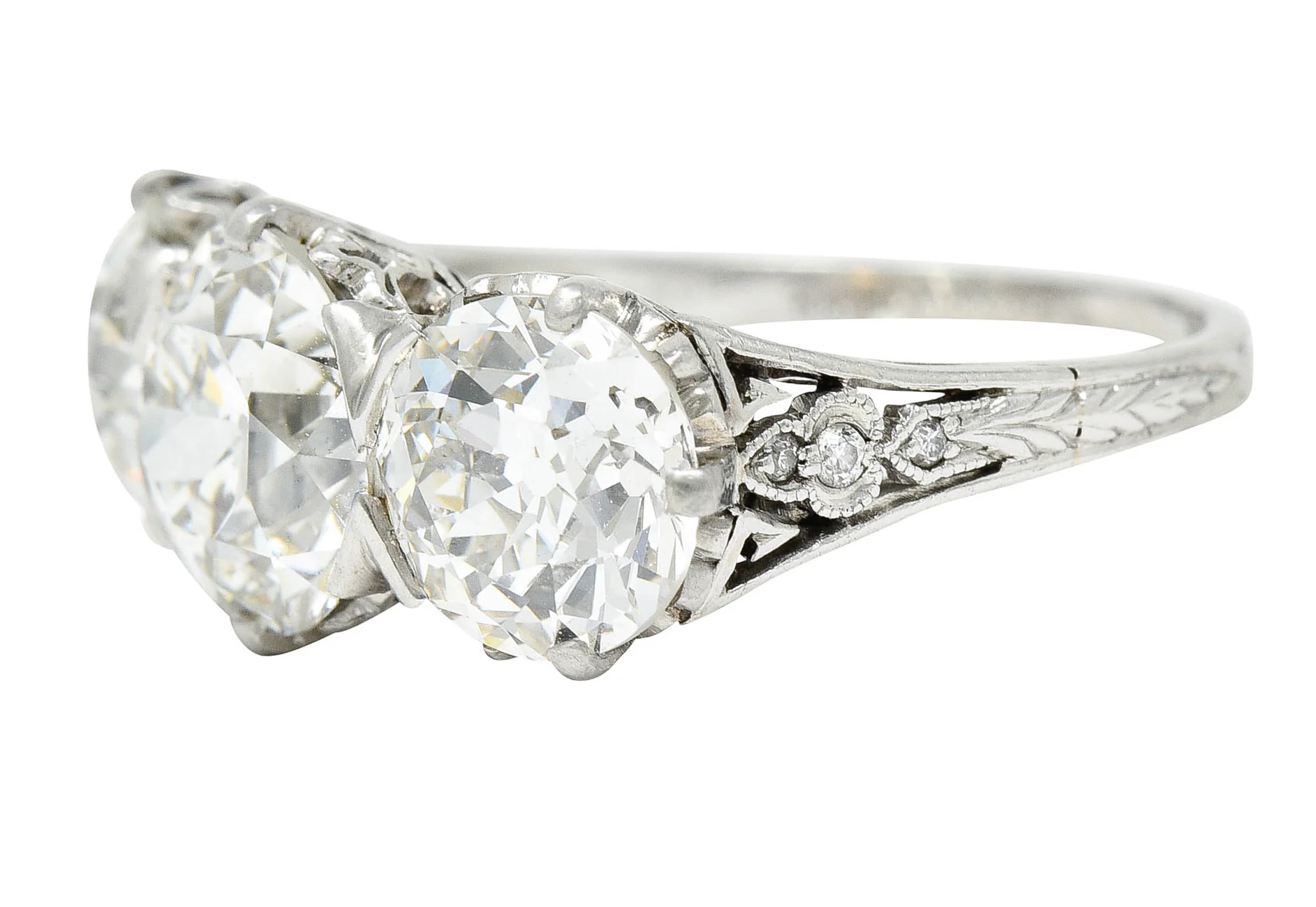 Tiffany & Co. Art Deco 5.50 CTW Diamond Platinum Three Stone Ring - Image 7