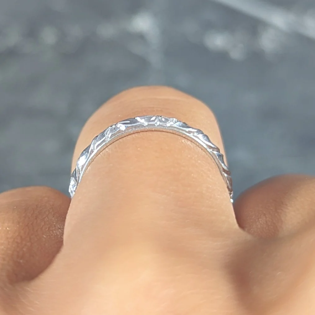 Tiffany & Co. Art Deco Platinum Orange Blossom Band Vintage Stacking Ring - Image 10