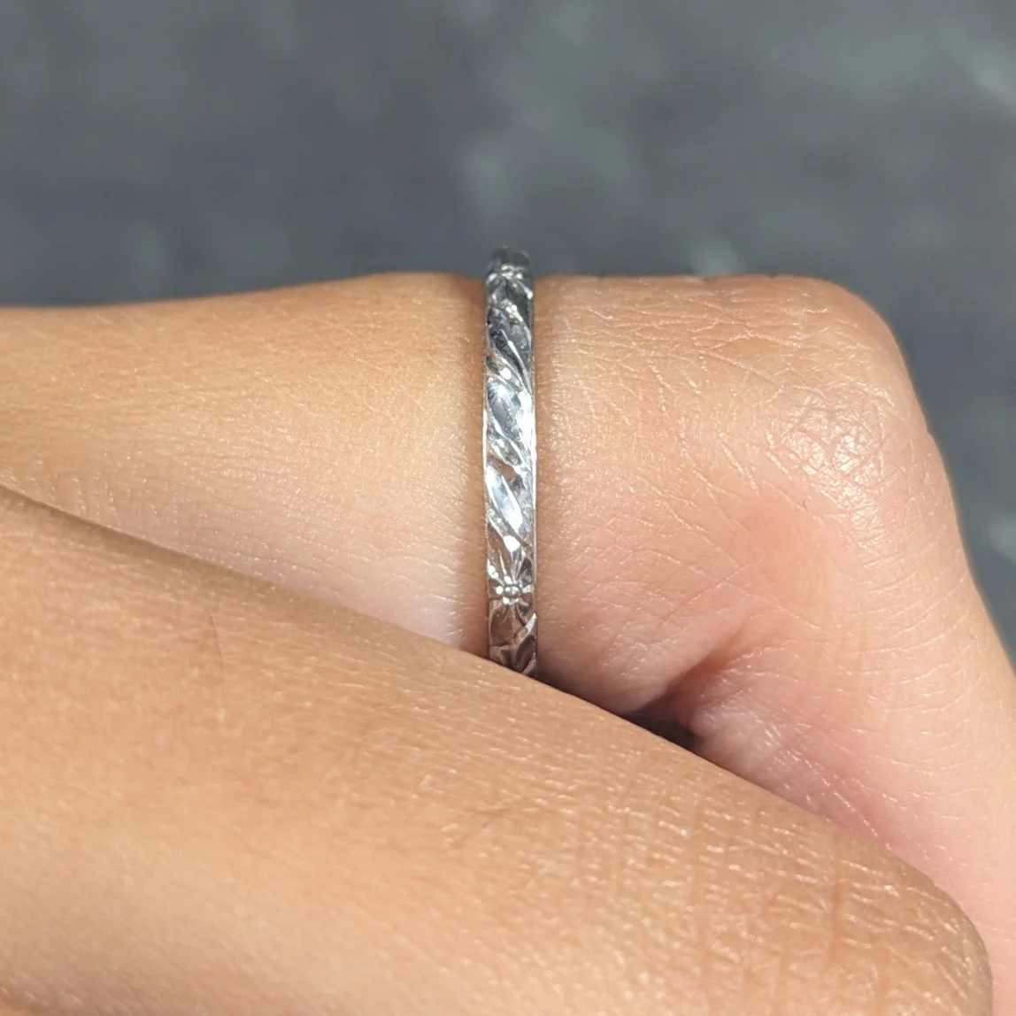 Tiffany & Co. Art Deco Platinum Orange Blossom Band Vintage Stacking Ring - Image 11