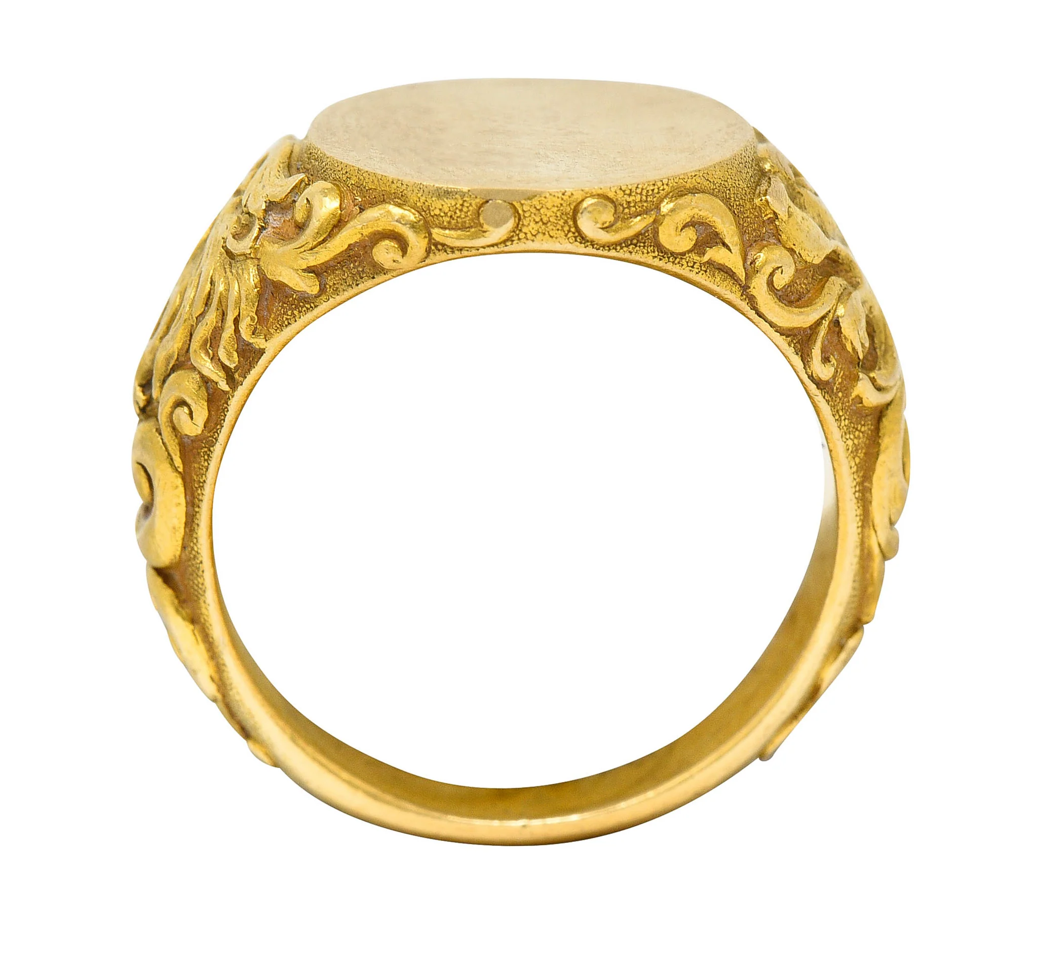 Tiffany & Co. Art Nouveau 18 Karat Gold Unisex Lion Signet Ring - Image 10
