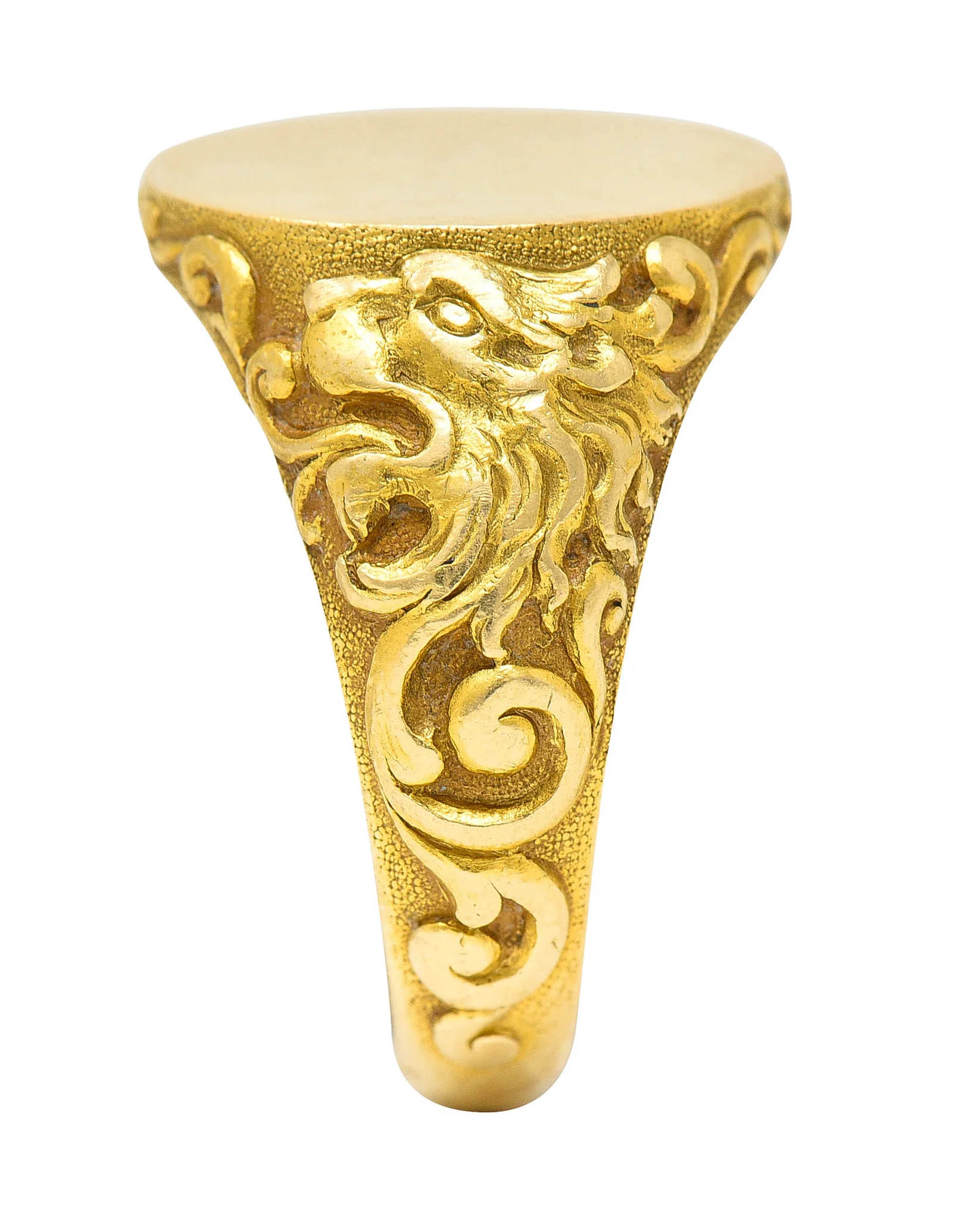 Tiffany & Co. Art Nouveau 18 Karat Gold Unisex Lion Signet Ring - Image 11