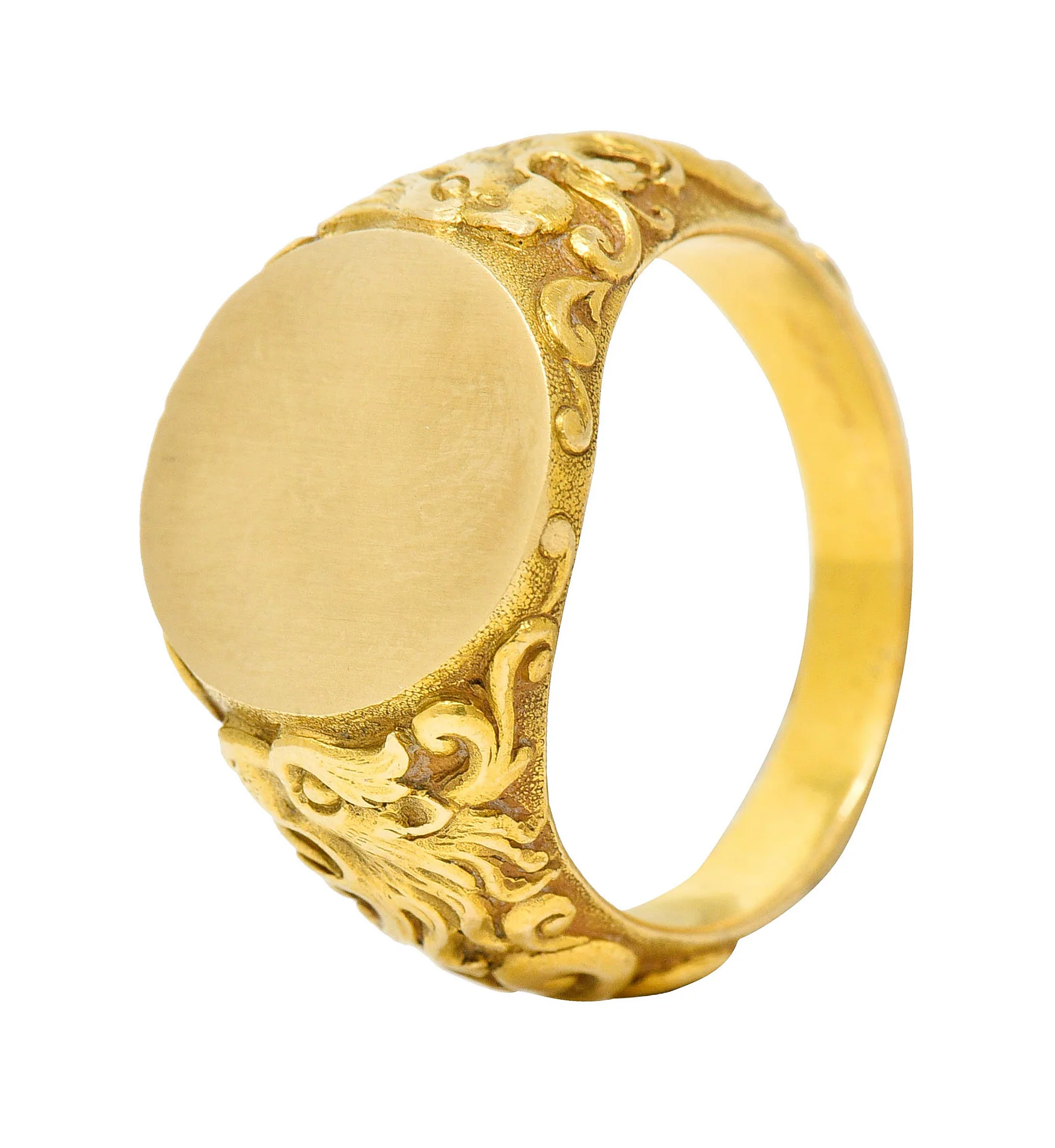 Tiffany & Co. Art Nouveau 18 Karat Gold Unisex Lion Signet Ring - Image 12