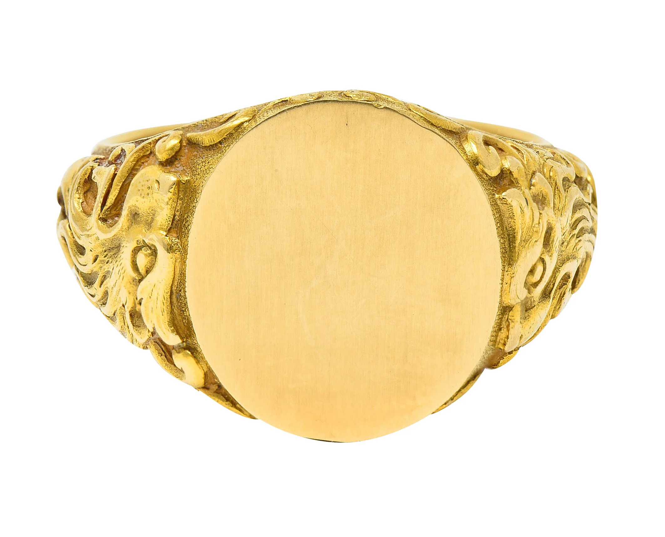 Tiffany & Co. Art Nouveau 18 Karat Gold Unisex Lion Signet Ring - Image 2