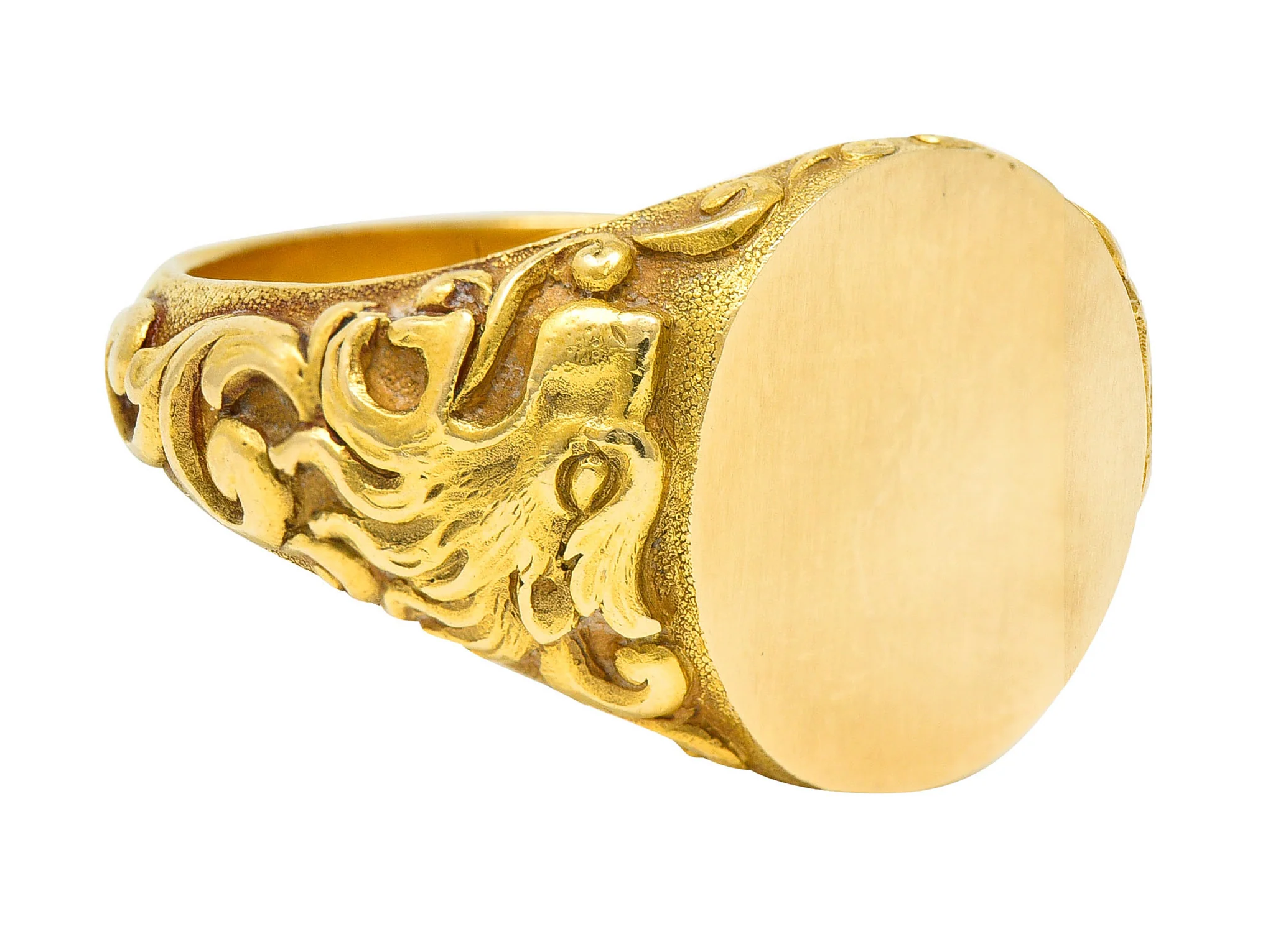 Tiffany & Co. Art Nouveau 18 Karat Gold Unisex Lion Signet Ring - Image 3