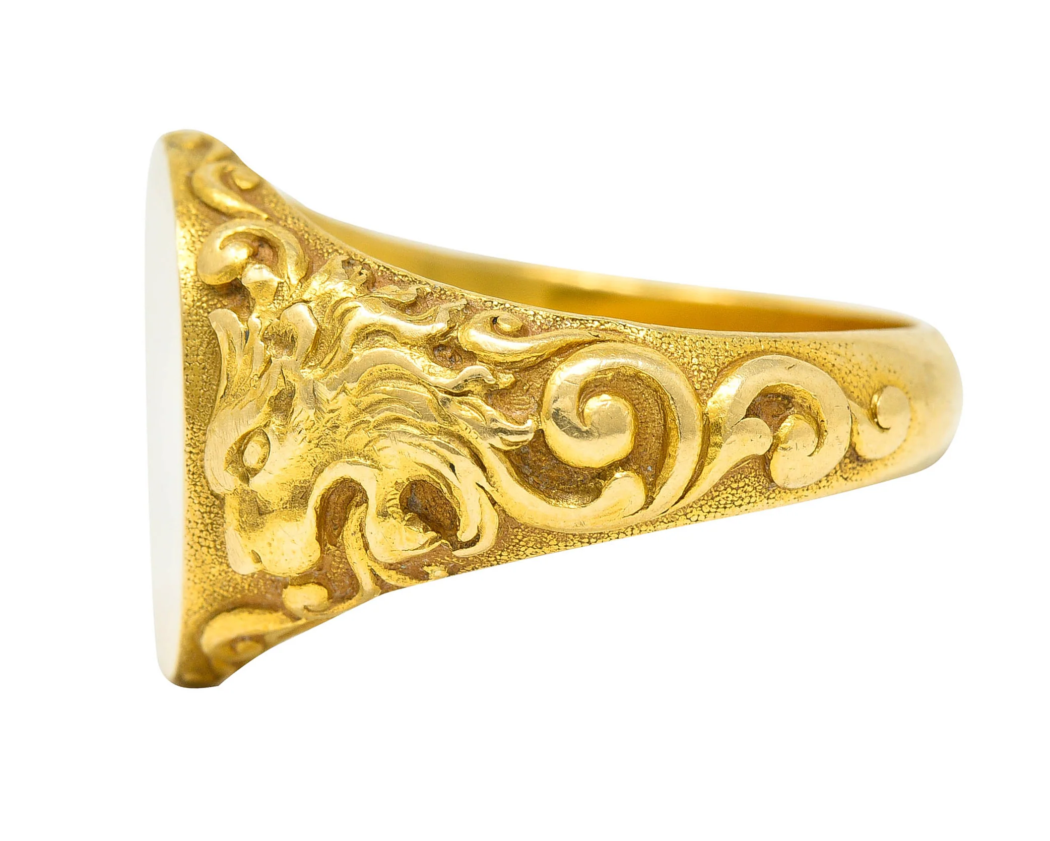 Tiffany & Co. Art Nouveau 18 Karat Gold Unisex Lion Signet Ring - Image 6