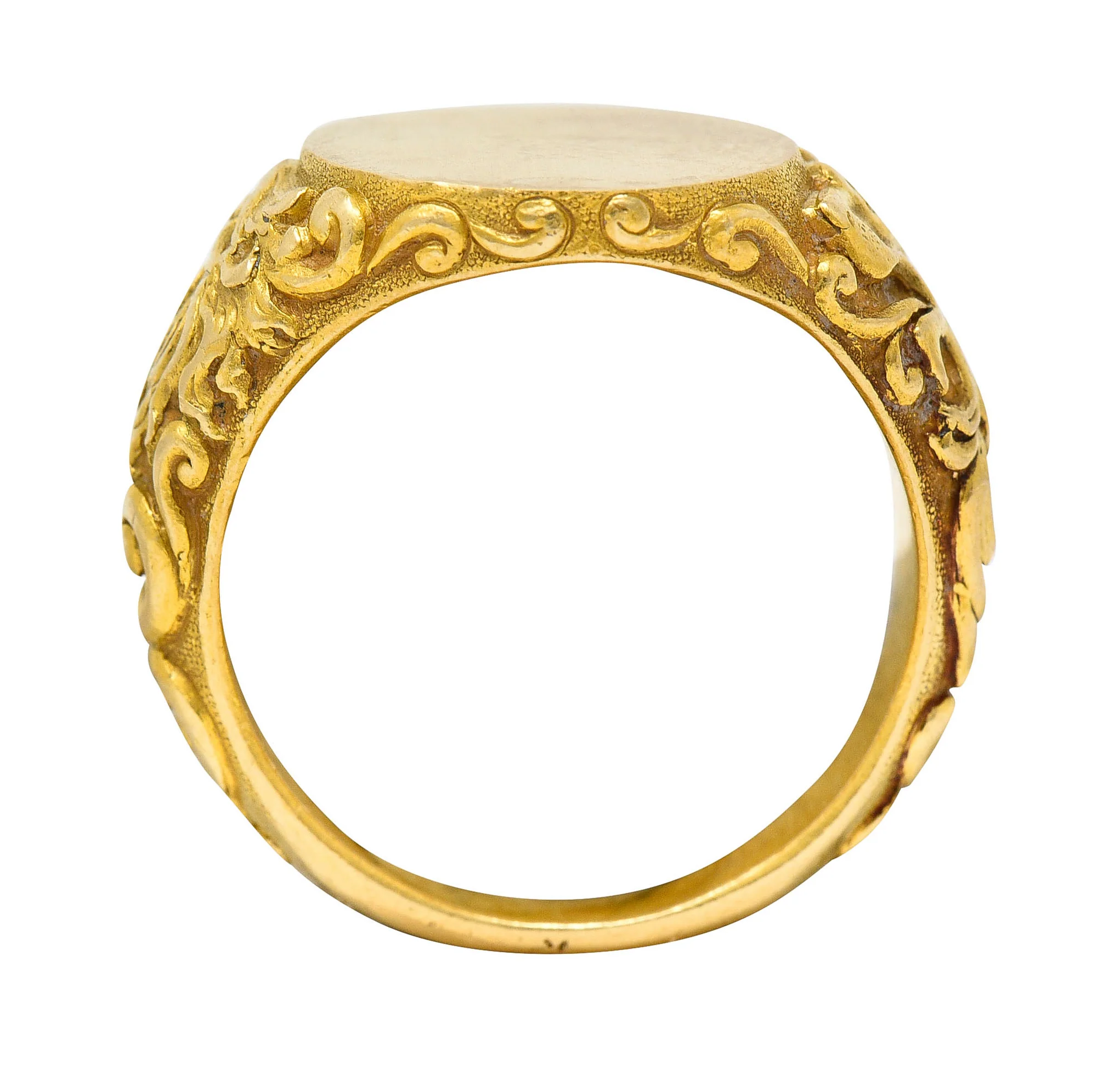 Tiffany & Co. Art Nouveau 18 Karat Gold Unisex Lion Signet Ring - Image 9