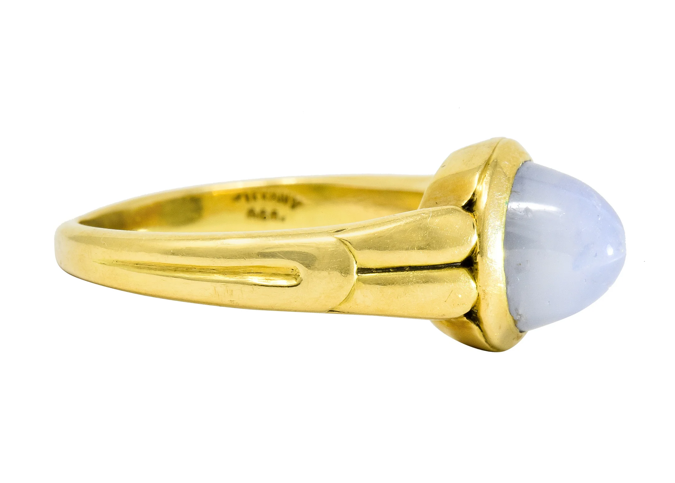 Tiffany & Co. Art Nouveau Star Sapphire 18 Karat Gold Cabochon Ring Circa 1910 - Image 3