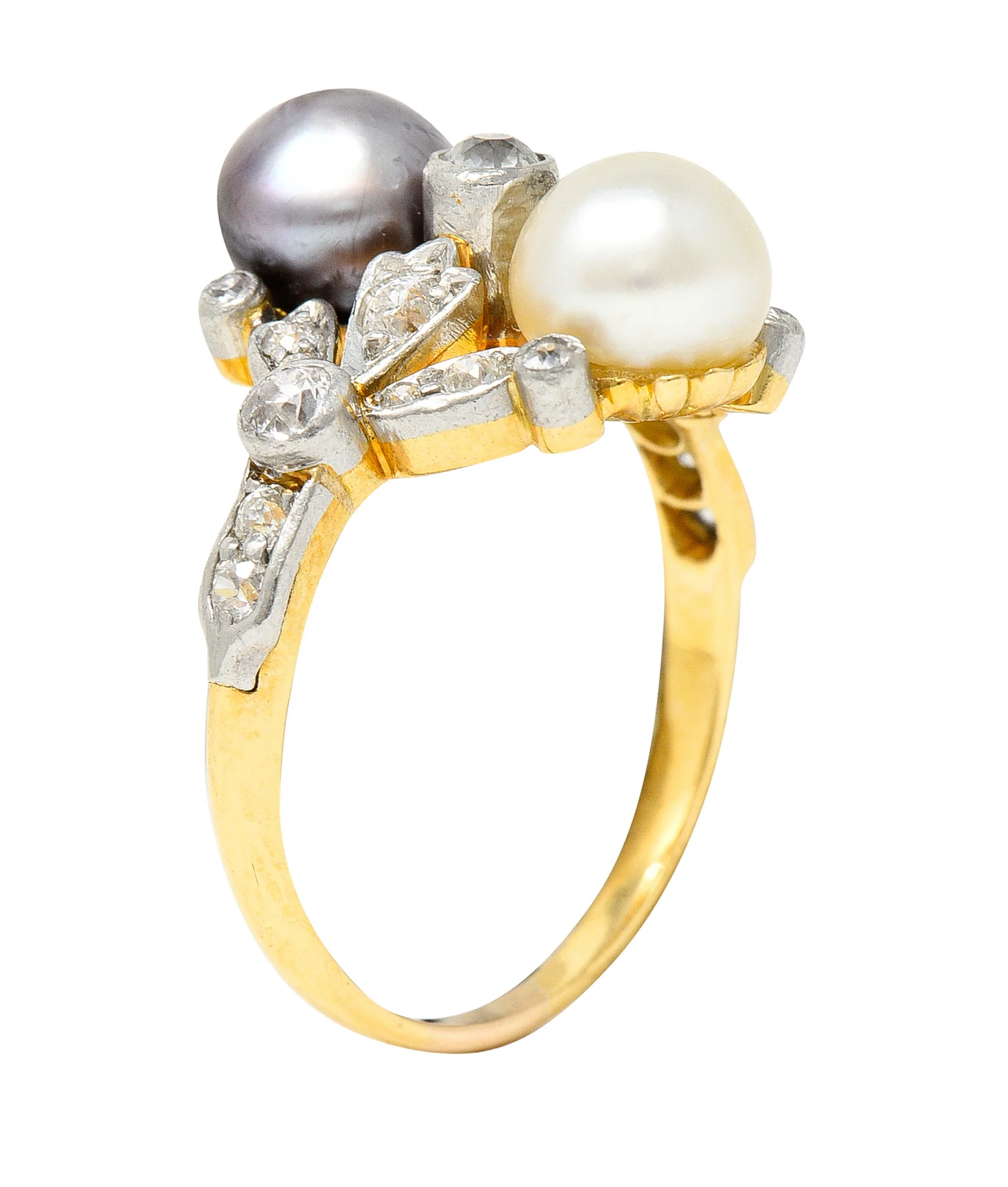 Tiffany & Co. Belle Epoque Pearl Diamond Platinum-Topped 18 Karat Gold Antique Ring - Image 11