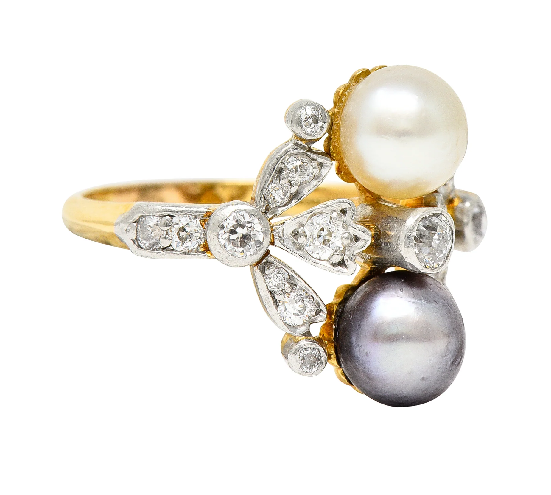 Tiffany & Co. Belle Epoque Pearl Diamond Platinum-Topped 18 Karat Gold Antique Ring - Image 2