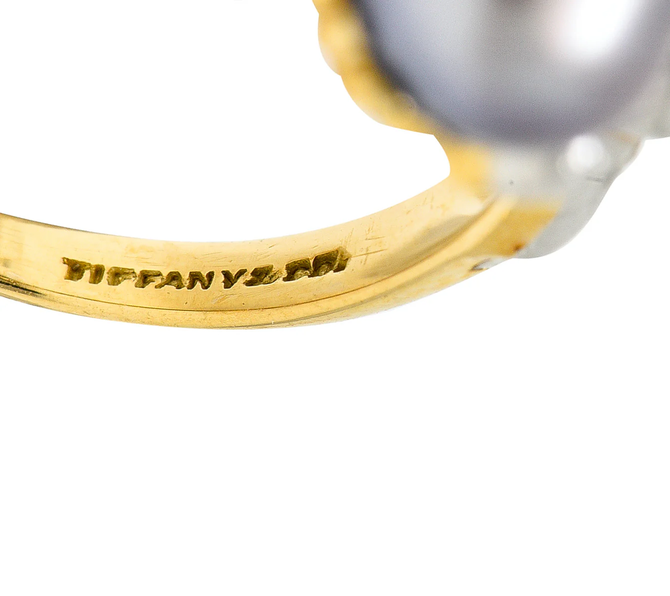 Tiffany & Co. Belle Epoque Pearl Diamond Platinum-Topped 18 Karat Gold Antique Ring - Image 7