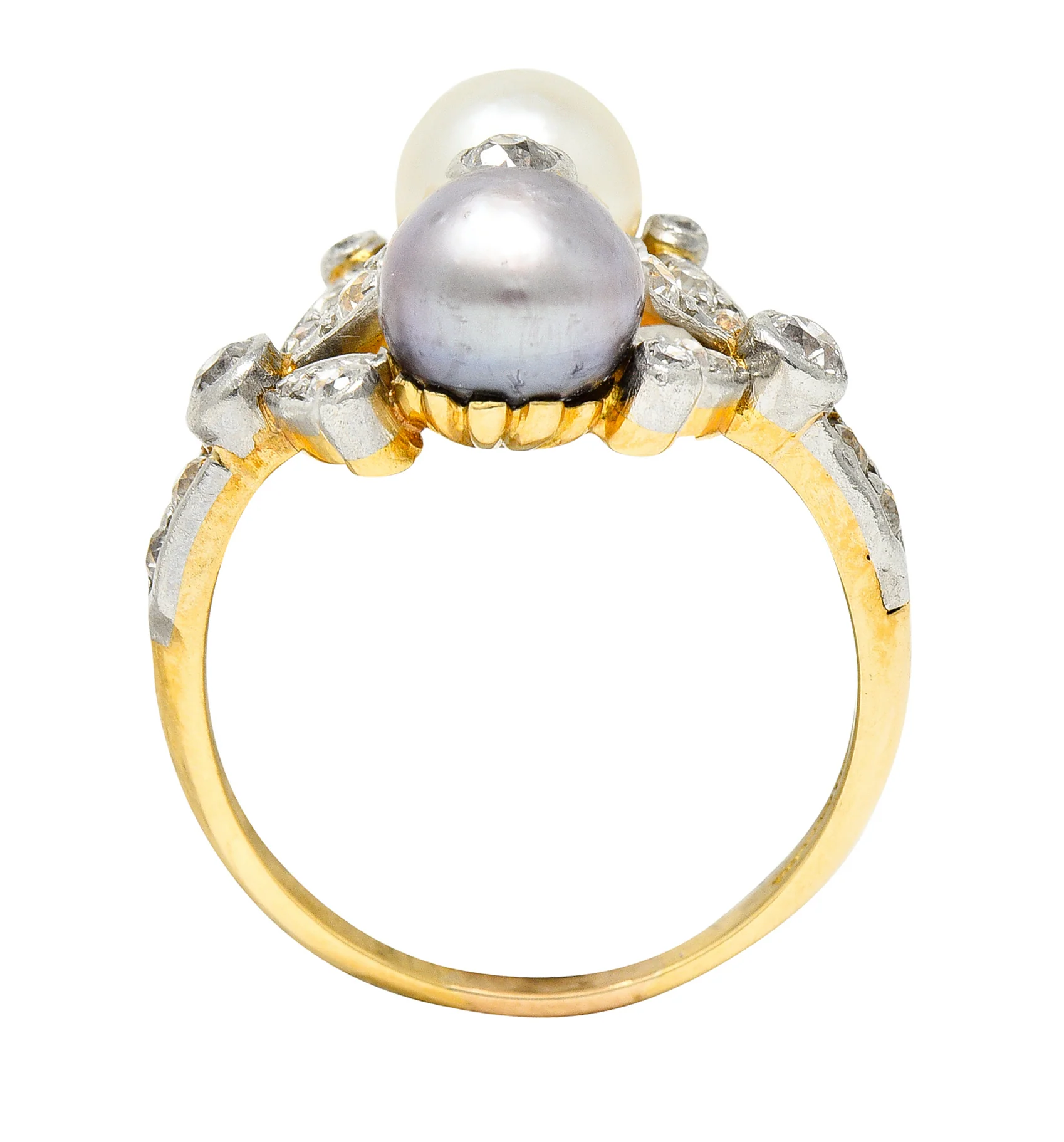 Tiffany & Co. Belle Epoque Pearl Diamond Platinum-Topped 18 Karat Gold Antique Ring - Image 9