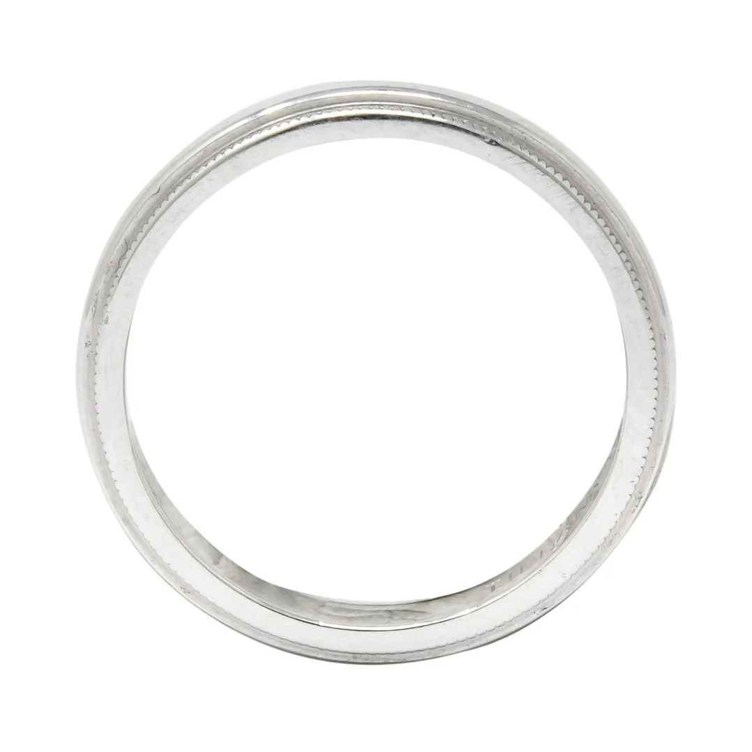 Tiffany & Co. Classic Platinum Millegrain Wedding Band Stacking Ring - Image 5