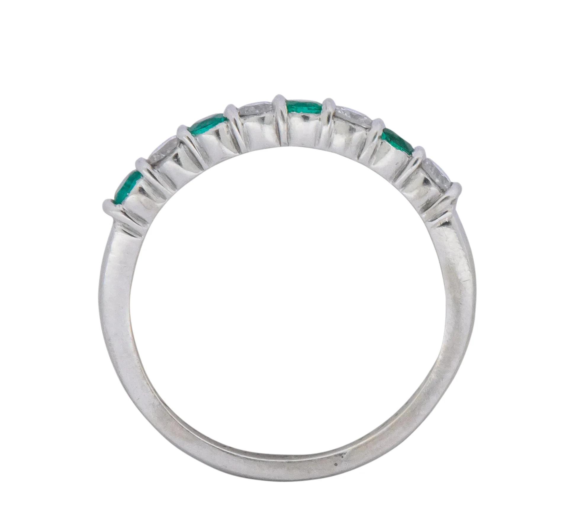 Tiffany & Co. Contemporary 0.24 CTW Diamond Emerald Platinum Anniversary Band Ring - Image 7