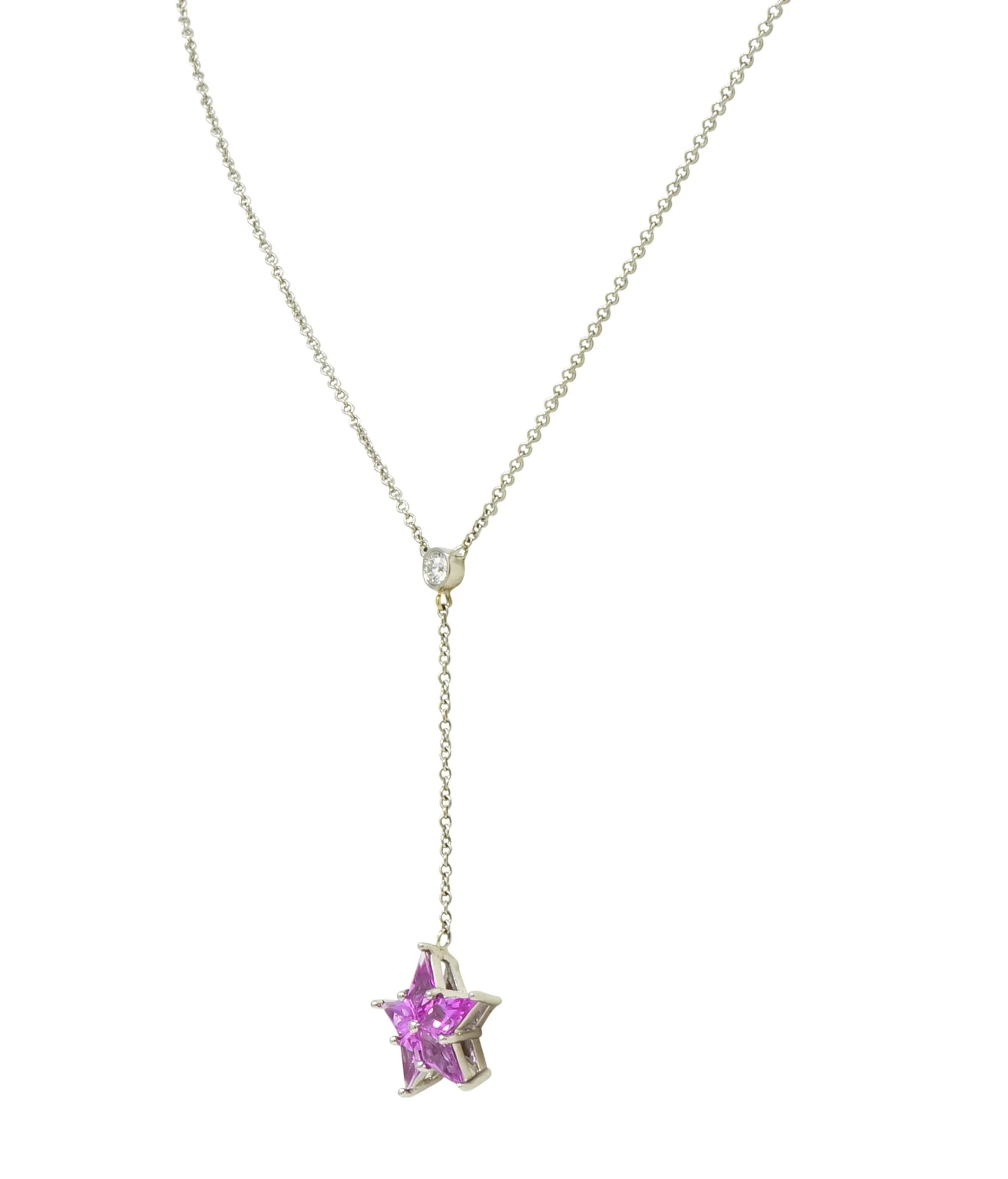 Tiffany & Co. Contemporary 0.95 CTW Sapphire Platinum Star Drop Necklace - Image 3