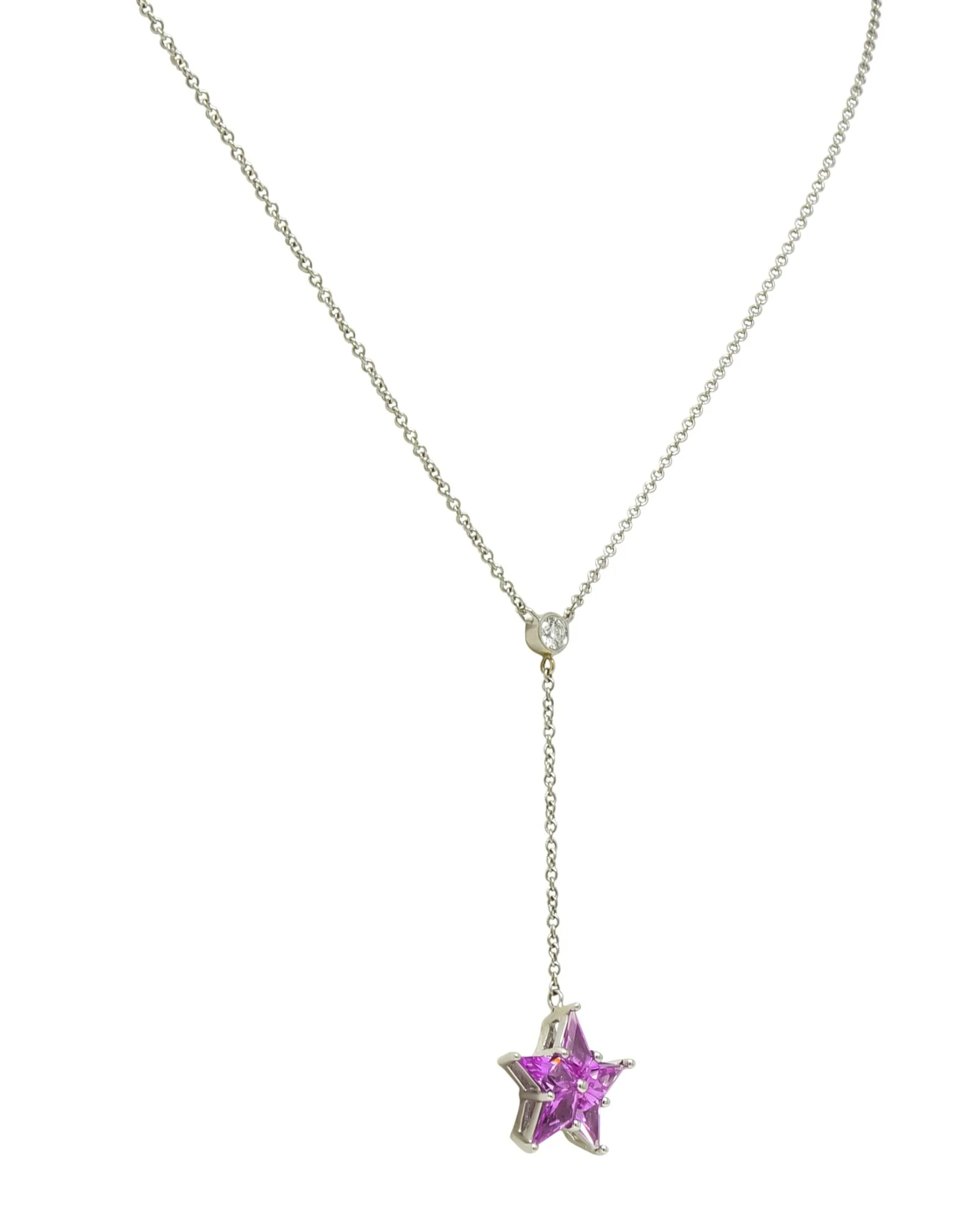 Tiffany & Co. Contemporary 0.95 CTW Sapphire Platinum Star Drop Necklace - Image 4