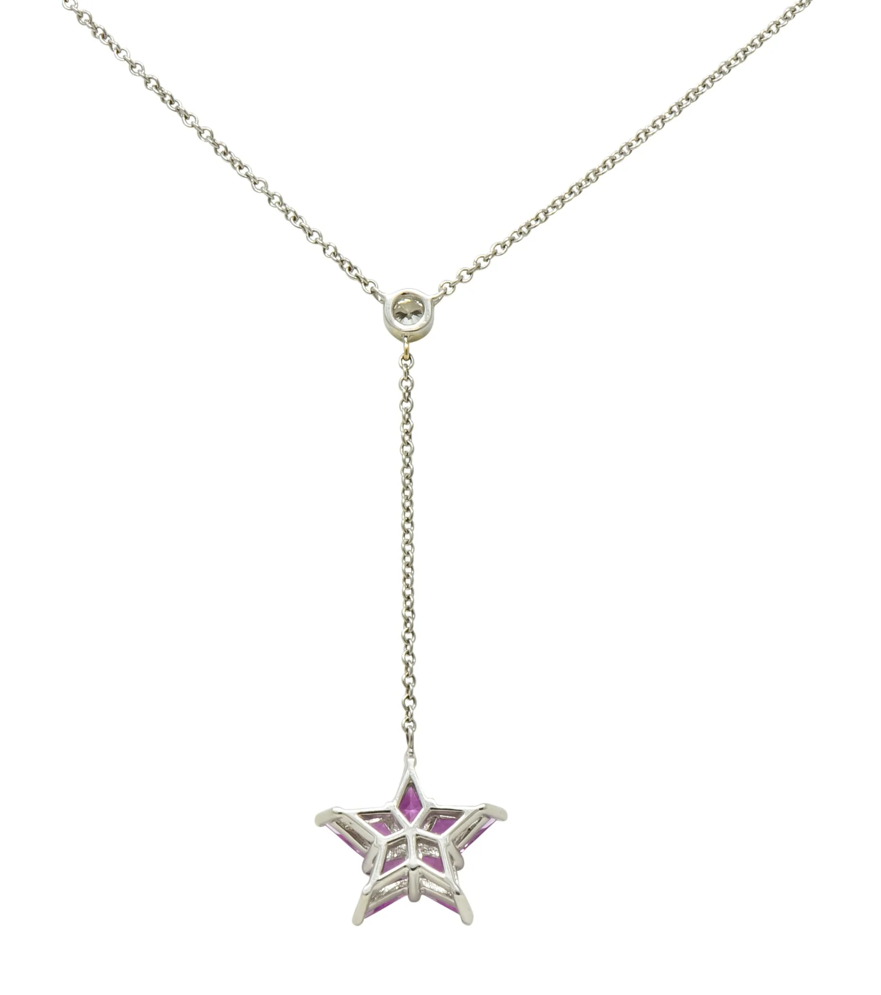 Tiffany & Co. Contemporary 0.95 CTW Sapphire Platinum Star Drop Necklace - Image 8