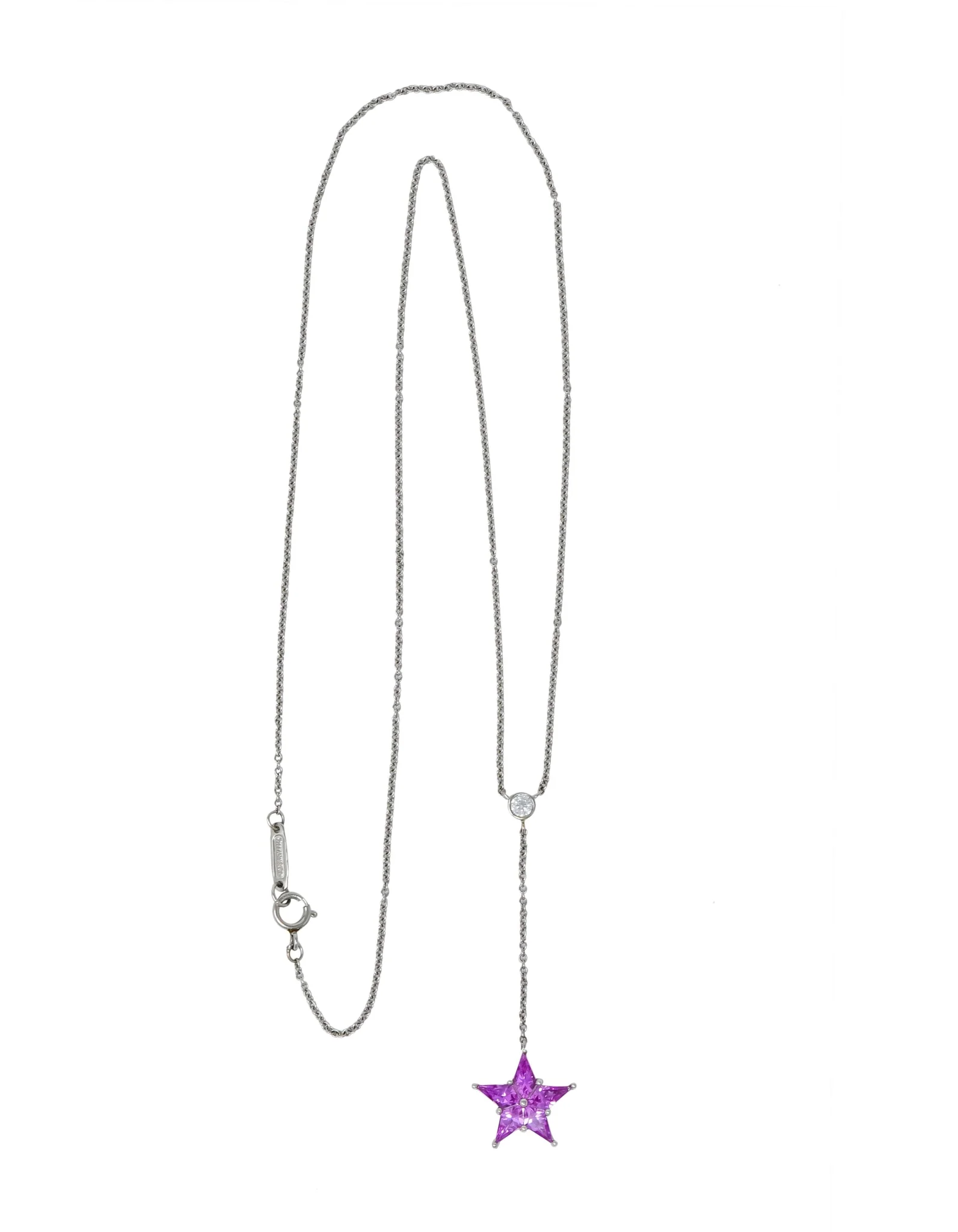Tiffany & Co. Contemporary 0.95 CTW Sapphire Platinum Star Drop Necklace - Image 9