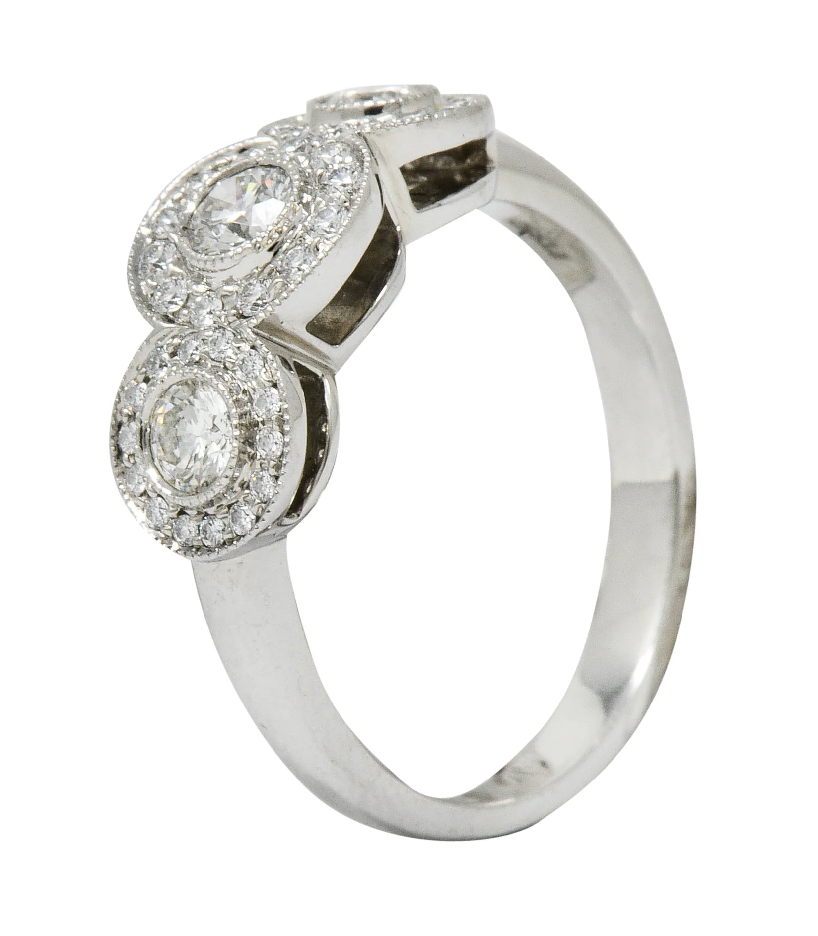 Tiffany & Co. Contemporary 1.00 CTW Diamond Platinum Three Stone Circlet Ring - Image 10