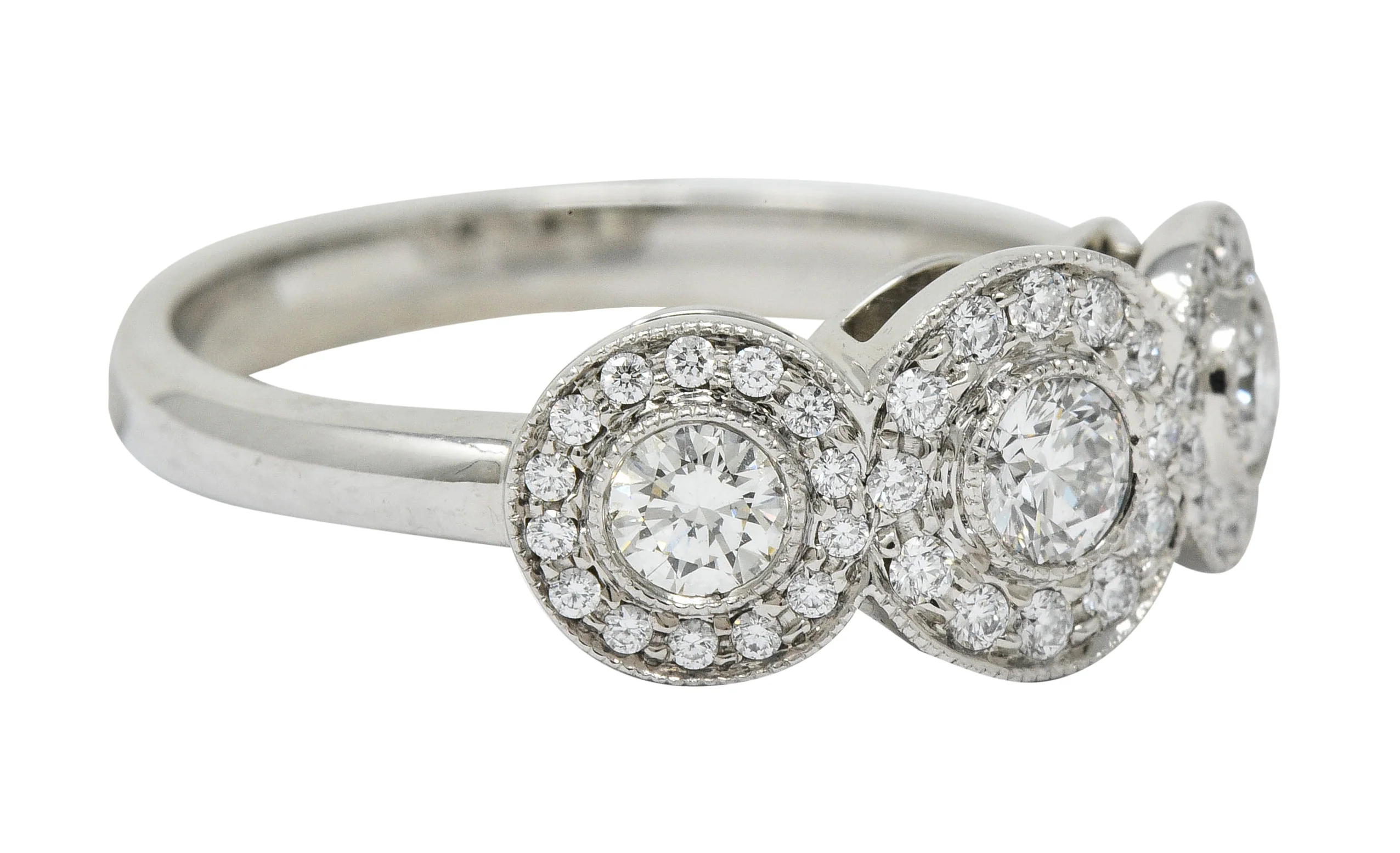 Tiffany & Co. Contemporary 1.00 CTW Diamond Platinum Three Stone Circlet Ring - Image 2
