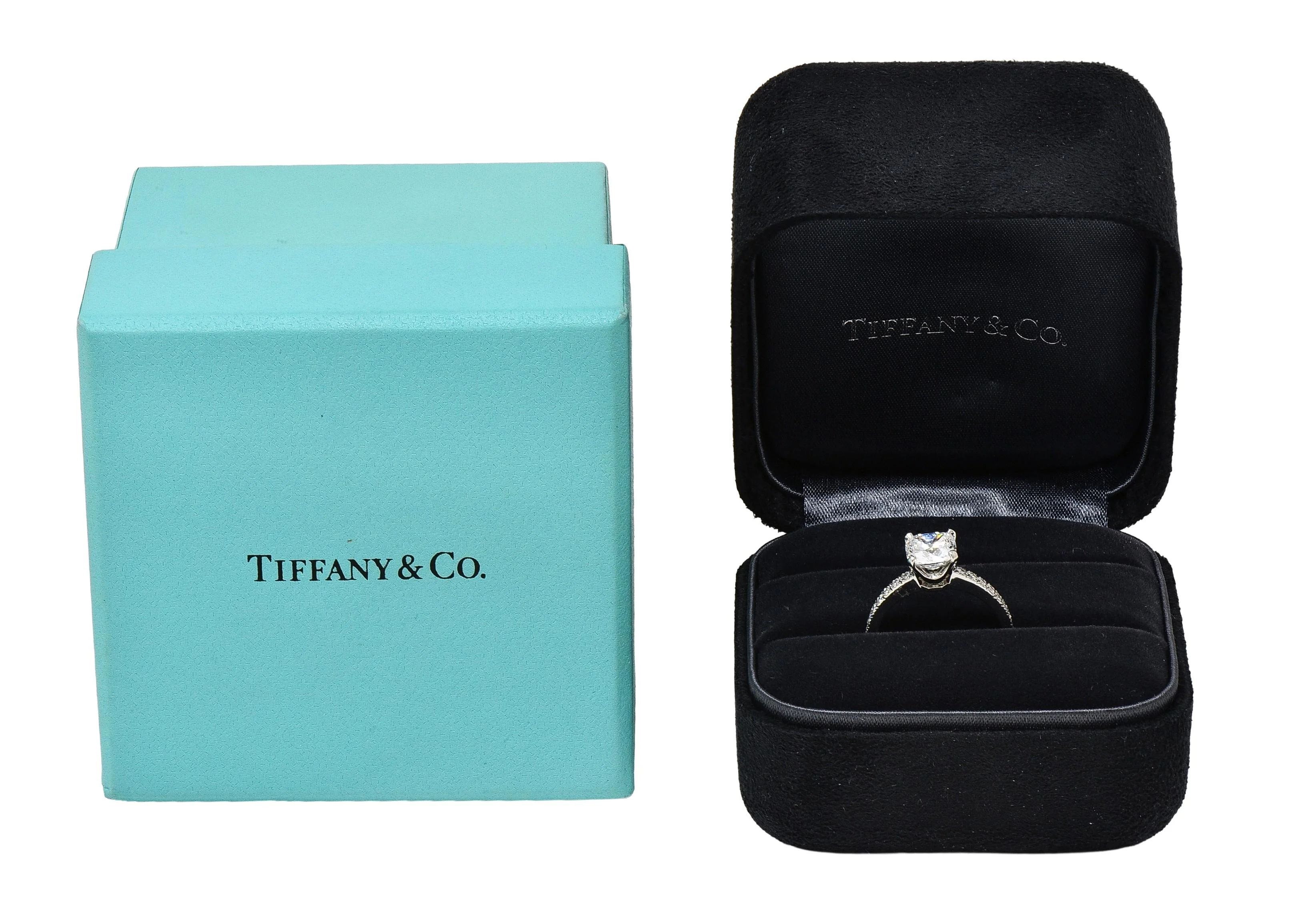 Tiffany & Co. Contemporary 1.59 CTW Cushion Brilliant Diamond Platinum Engagement Ring - Image 2