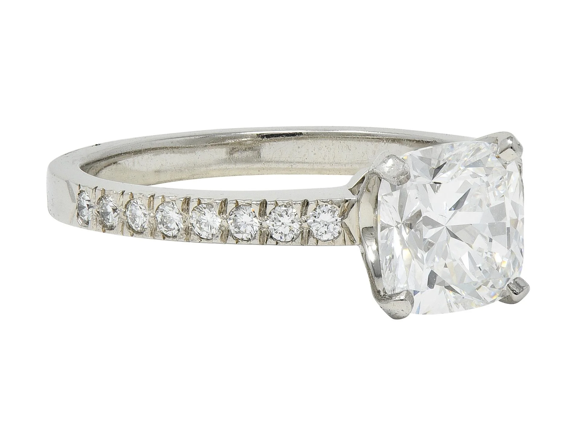 Tiffany & Co. Contemporary 1.59 CTW Cushion Brilliant Diamond Platinum Engagement Ring - Image 4