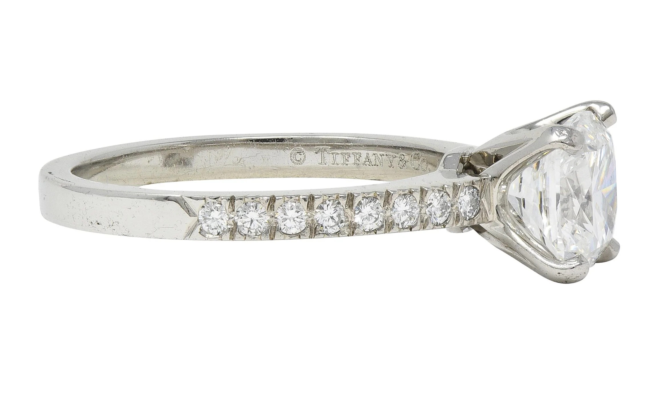 Tiffany & Co. Contemporary 1.59 CTW Cushion Brilliant Diamond Platinum Engagement Ring - Image 5