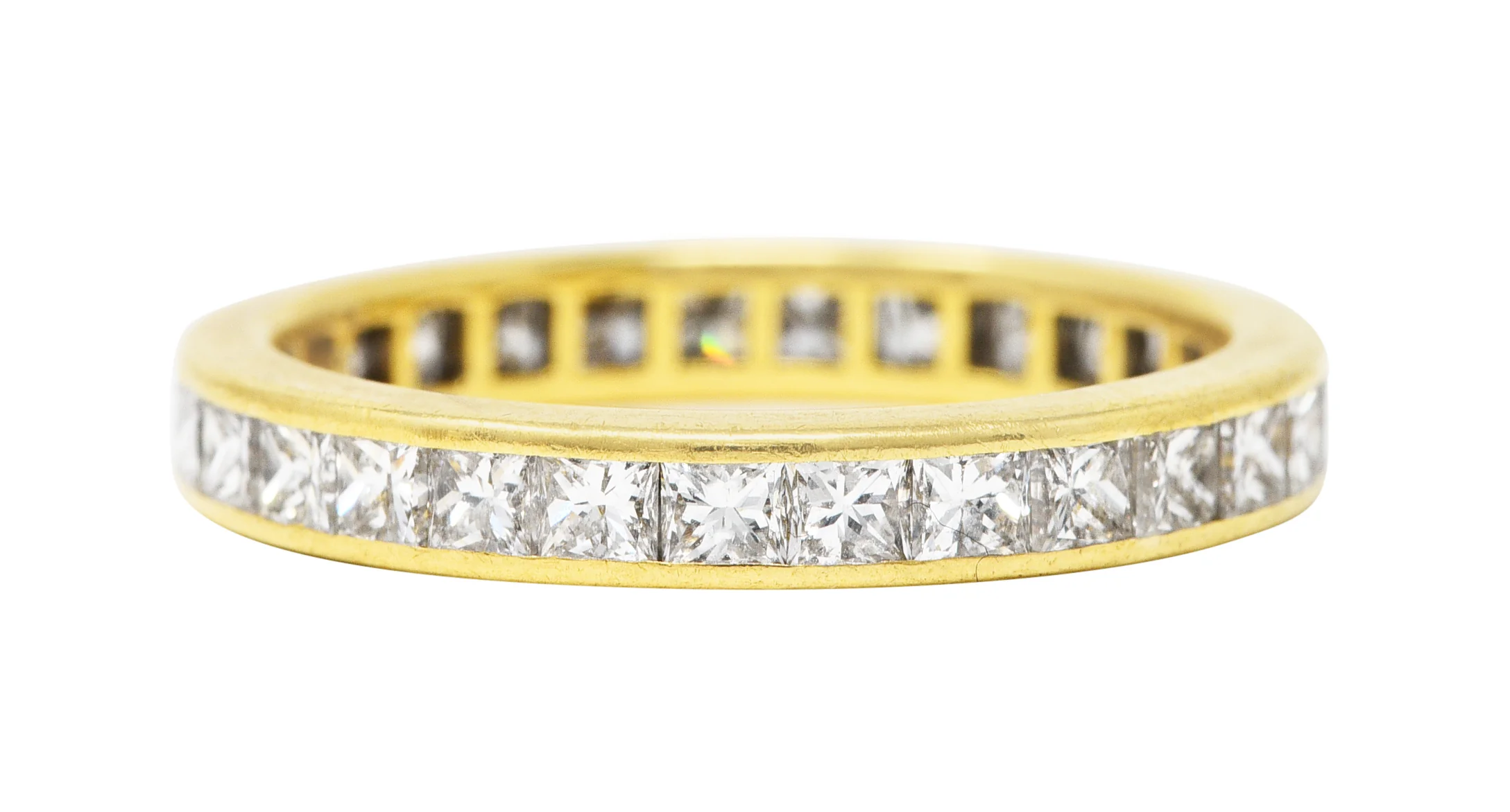 Tiffany & Co. Contemporary 1.93 CTW Princess Cut Diamond 18 Karat Yellow Gold Eternity Band Ring - Image 2
