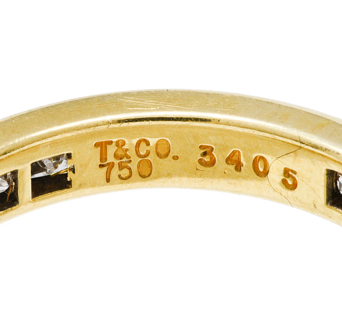 Tiffany & Co. Contemporary 1.93 CTW Princess Cut Diamond 18 Karat Yellow Gold Eternity Band Ring - Image 3