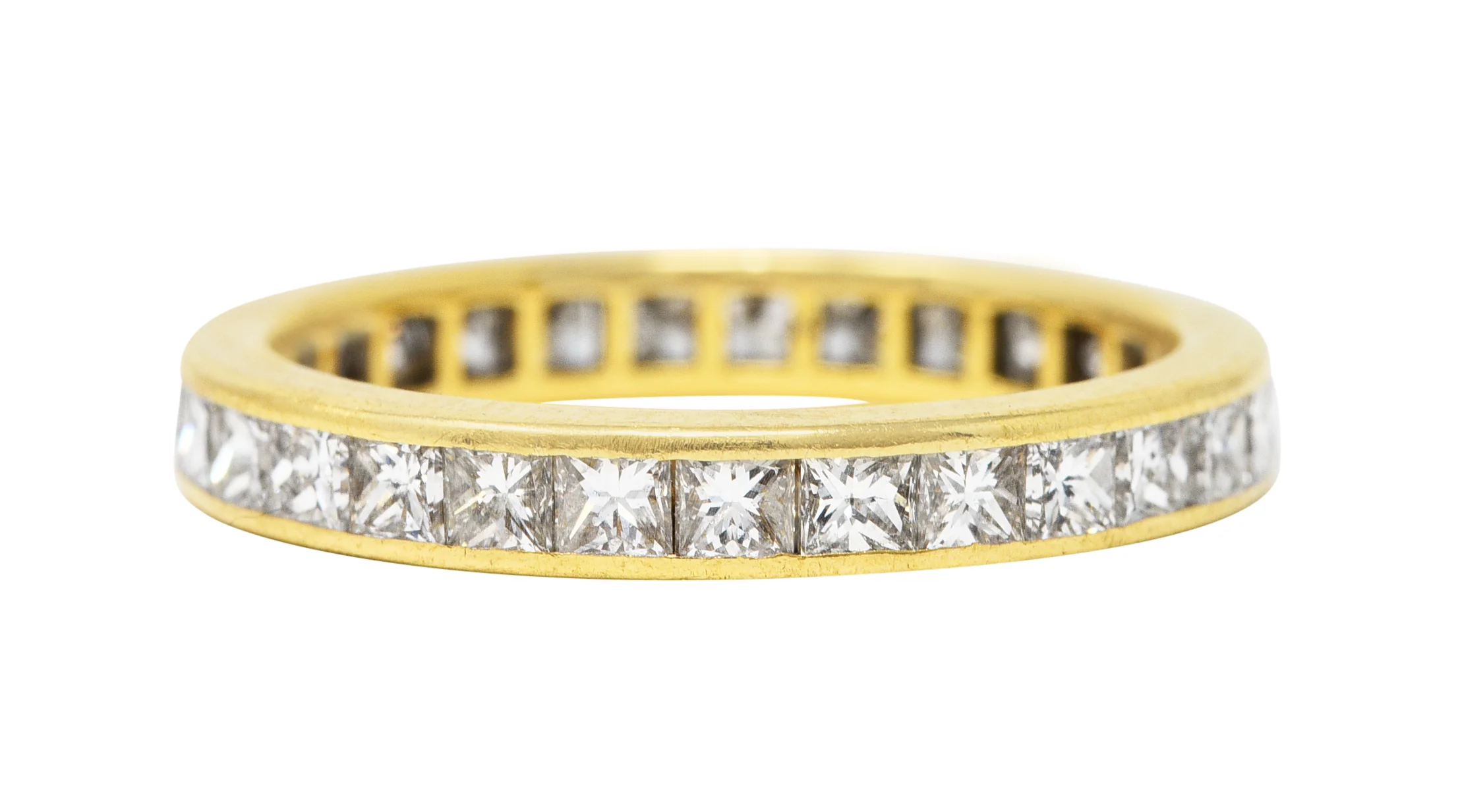 Tiffany & Co. Contemporary 1.93 CTW Princess Cut Diamond 18 Karat Yellow Gold Eternity Band Ring - Image 4