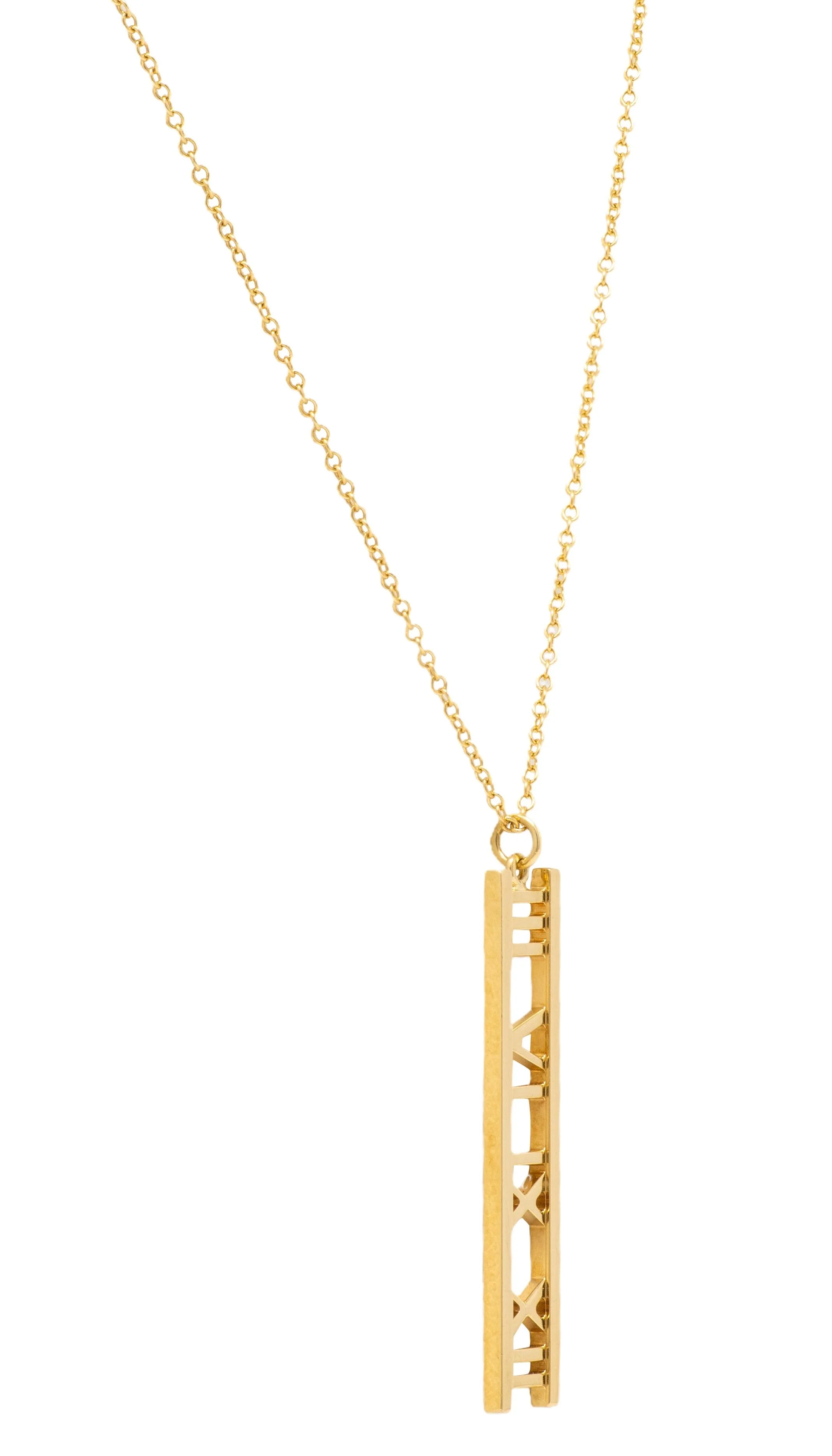Tiffany & Co. Contemporary 18 Karat Yellow Gold Atlas Bar Pendant Necklace - Image 6
