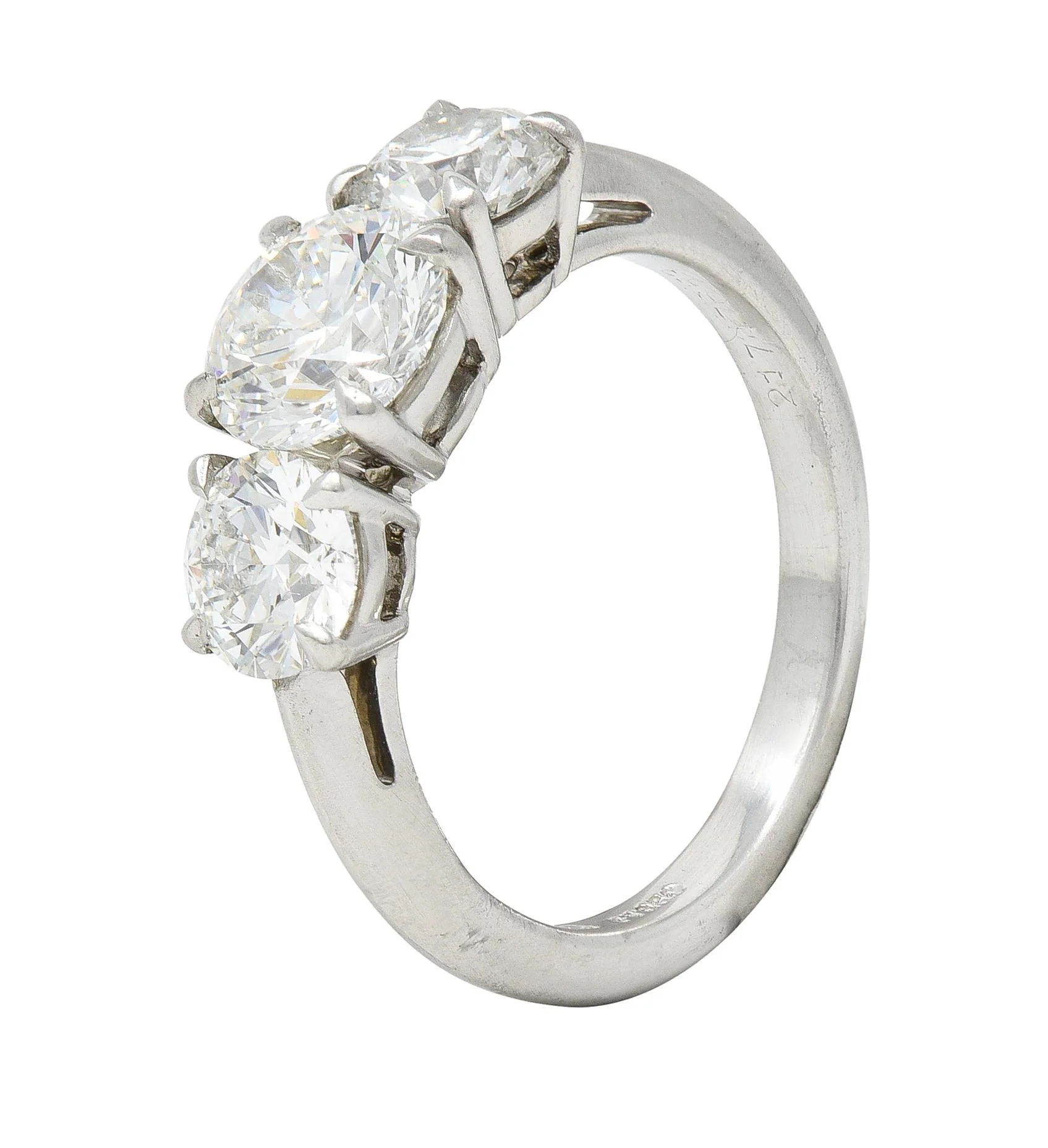 Tiffany & Co. Contemporary 2.34 CTW Diamond Platinum Three Stone Engagement Ring - Image 10
