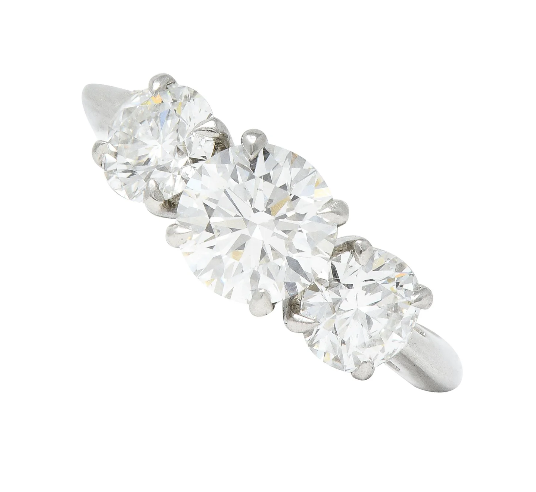 Tiffany & Co. Contemporary 2.34 CTW Diamond Platinum Three Stone Engagement Ring - Image 2