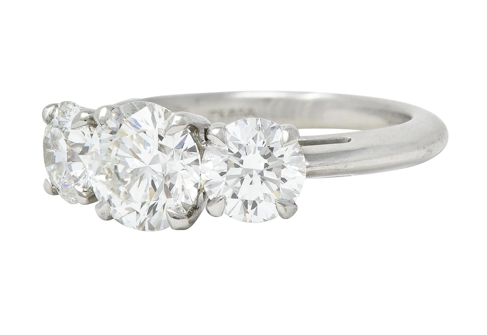Tiffany & Co. Contemporary 2.34 CTW Diamond Platinum Three Stone Engagement Ring - Image 7