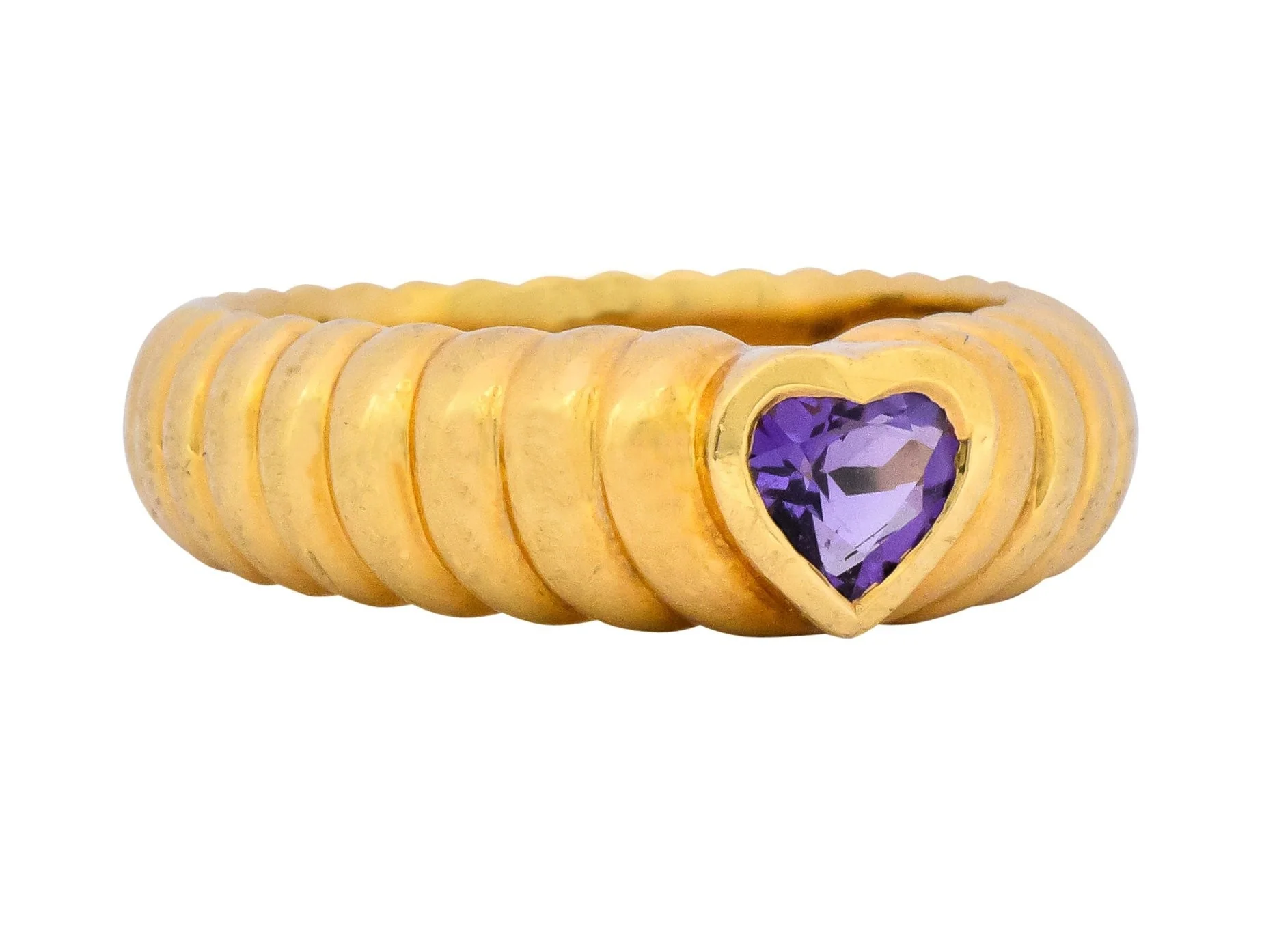 Tiffany & Co. Contemporary Amethyst Heart 18 Karat Gold Ring - Image 3