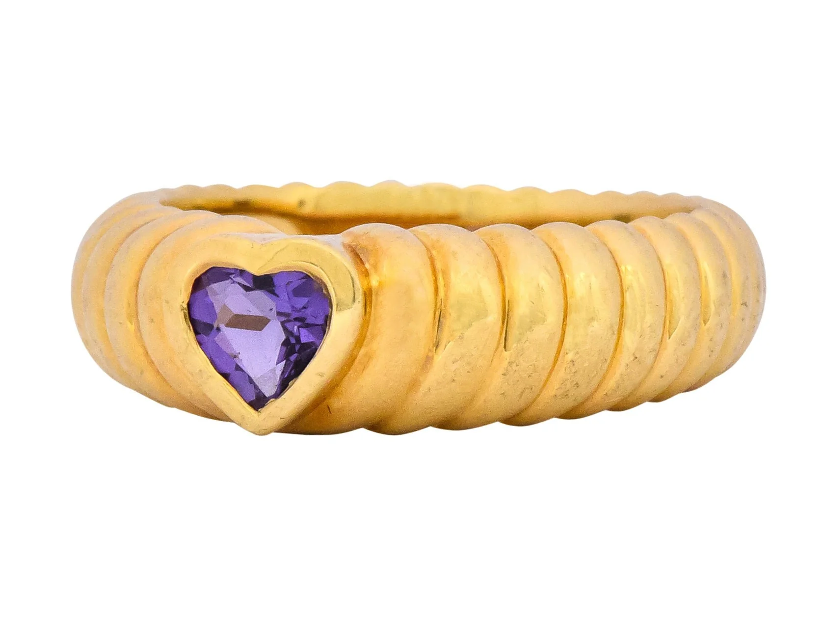 Tiffany & Co. Contemporary Amethyst Heart 18 Karat Gold Ring - Image 5