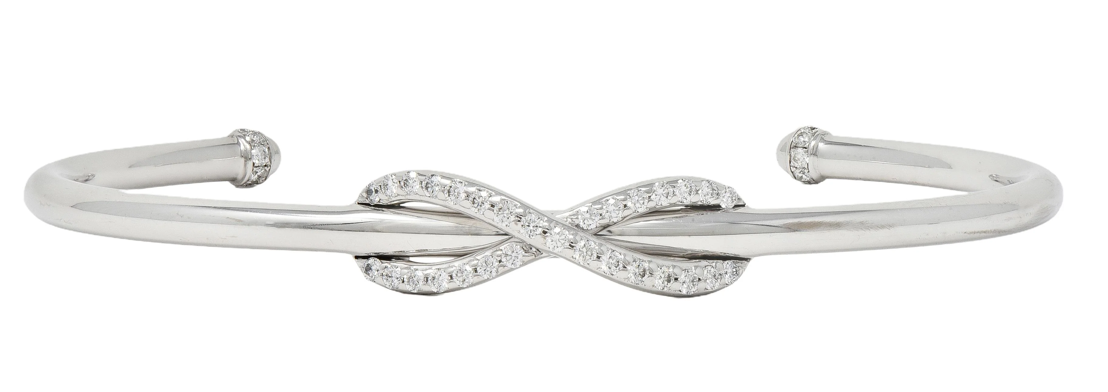 Tiffany & Co. Contemporary Diamond 18 Karat White Gold Infinity Cuff Bracelet - Image 3