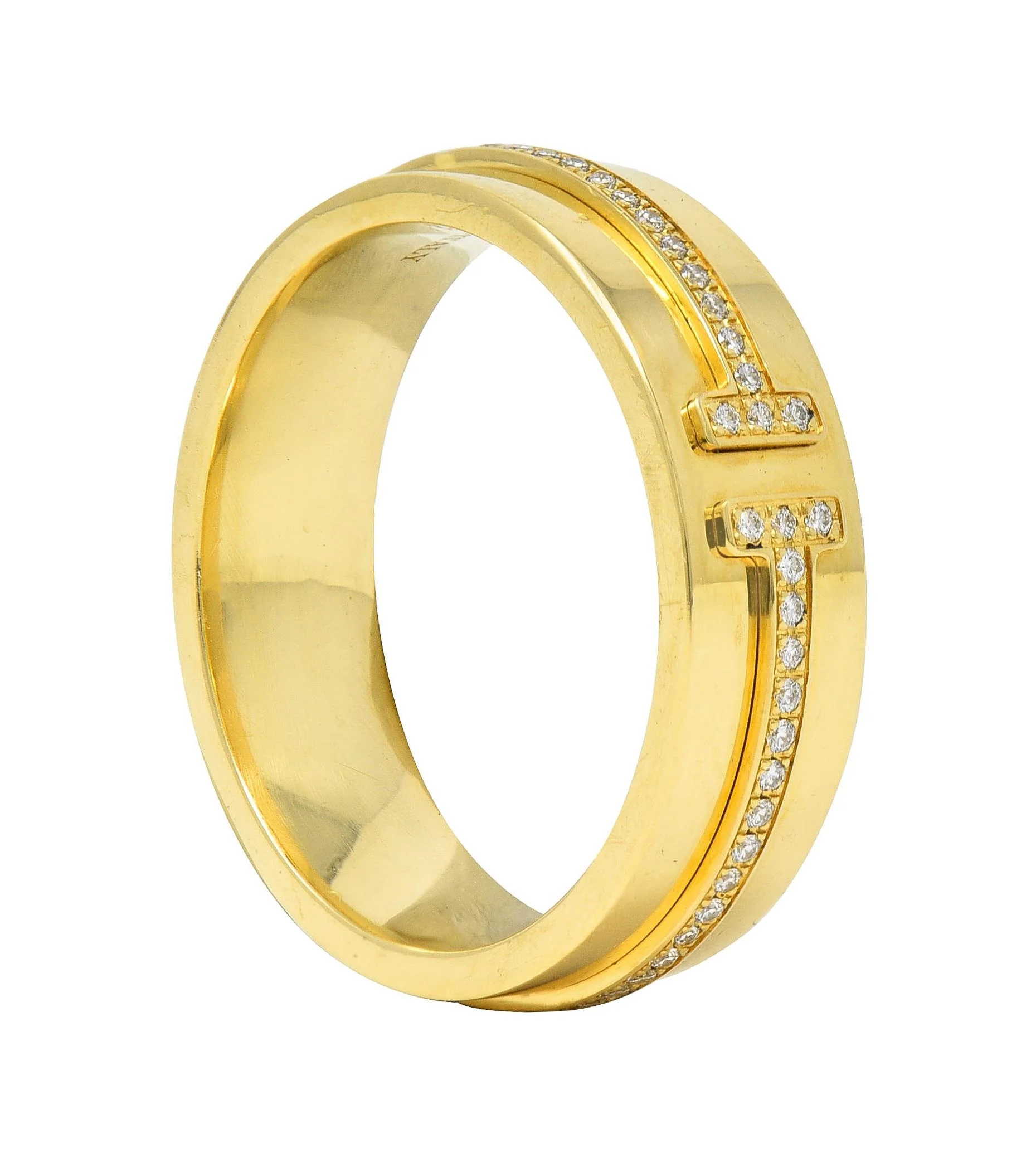 Tiffany & Co. Contemporary Diamond 18 Karat Yellow Gold T Collection Wide Band Ring - Image 10