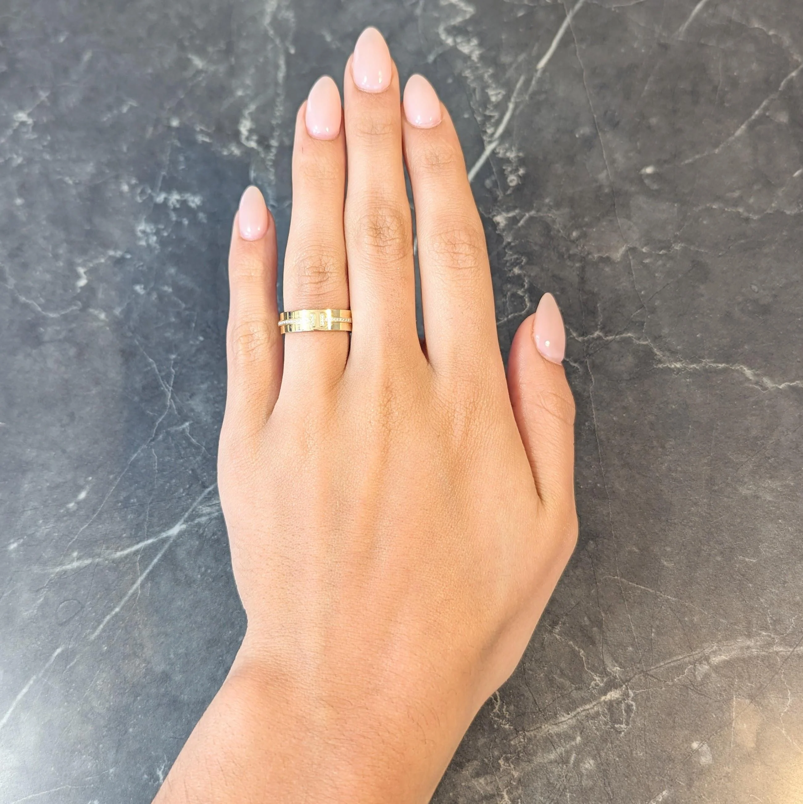 Tiffany & Co. Contemporary Diamond 18 Karat Yellow Gold T Collection Wide Band Ring - Image 11