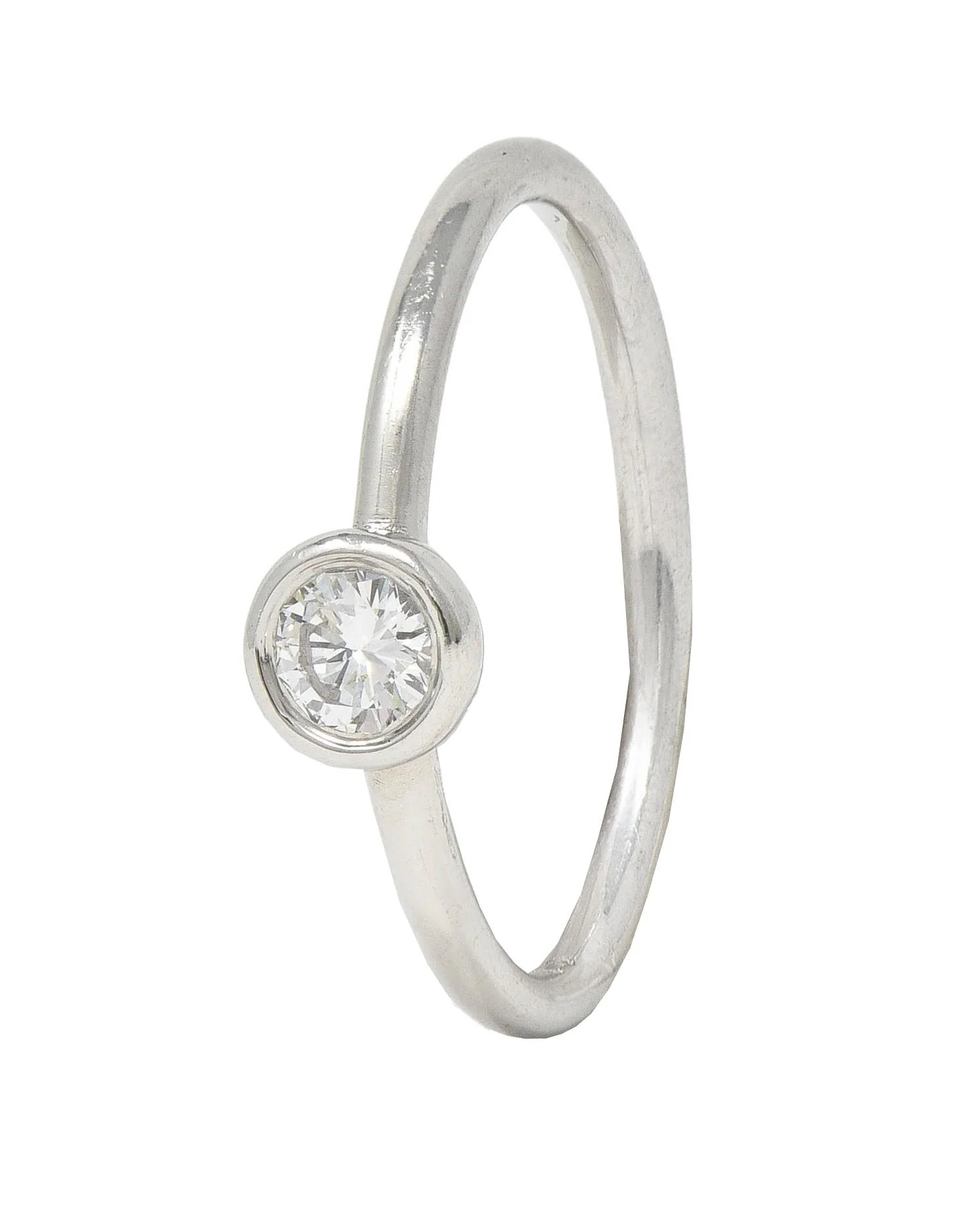 Tiffany & Co. Contemporary Diamond Platinum Bezel Set Bezet Solitaire Ring - Image 3