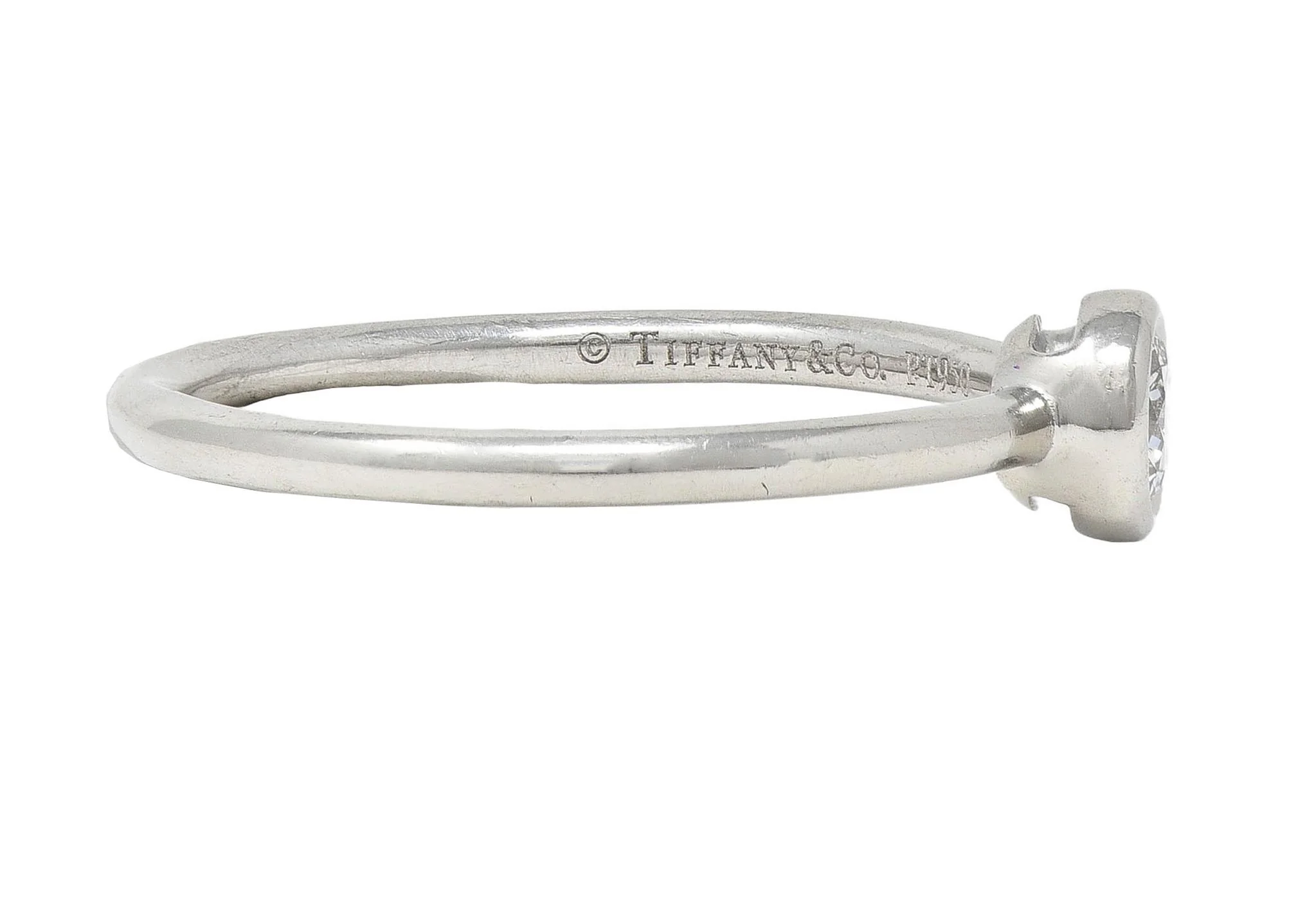 Tiffany & Co. Contemporary Diamond Platinum Bezel Set Bezet Solitaire Ring - Image 4