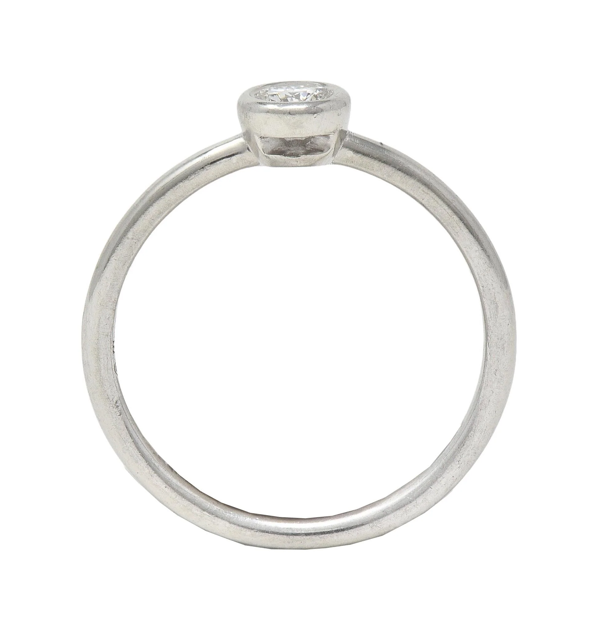 Tiffany & Co. Contemporary Diamond Platinum Bezel Set Bezet Solitaire Ring - Image 9