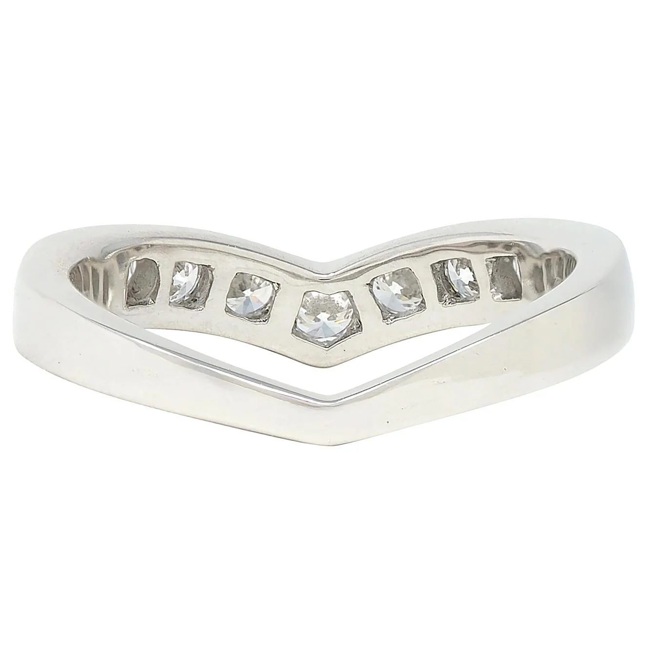Tiffany & Co. Contemporary Diamond Platinum Chevron V Band Ring - Image 3