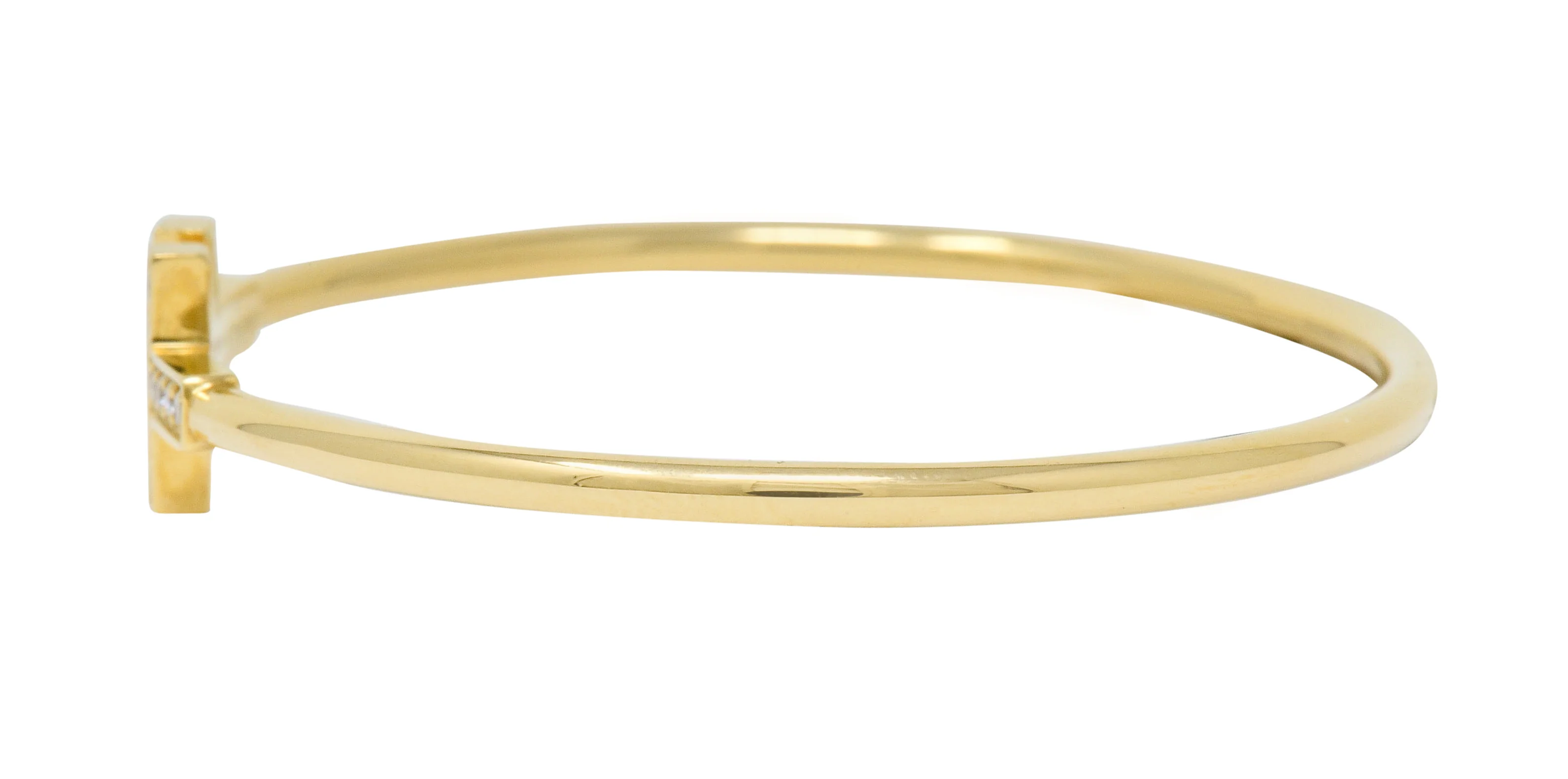 Tiffany & Co. Diamond 18 Karat Gold Tiffany T Flexible Cuff Bracelet - Image 6