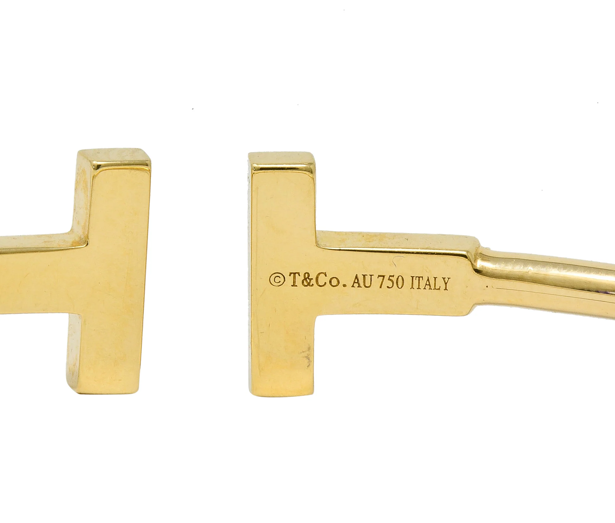 Tiffany & Co. Diamond 18 Karat Gold Tiffany T Flexible Cuff Bracelet - Image 8